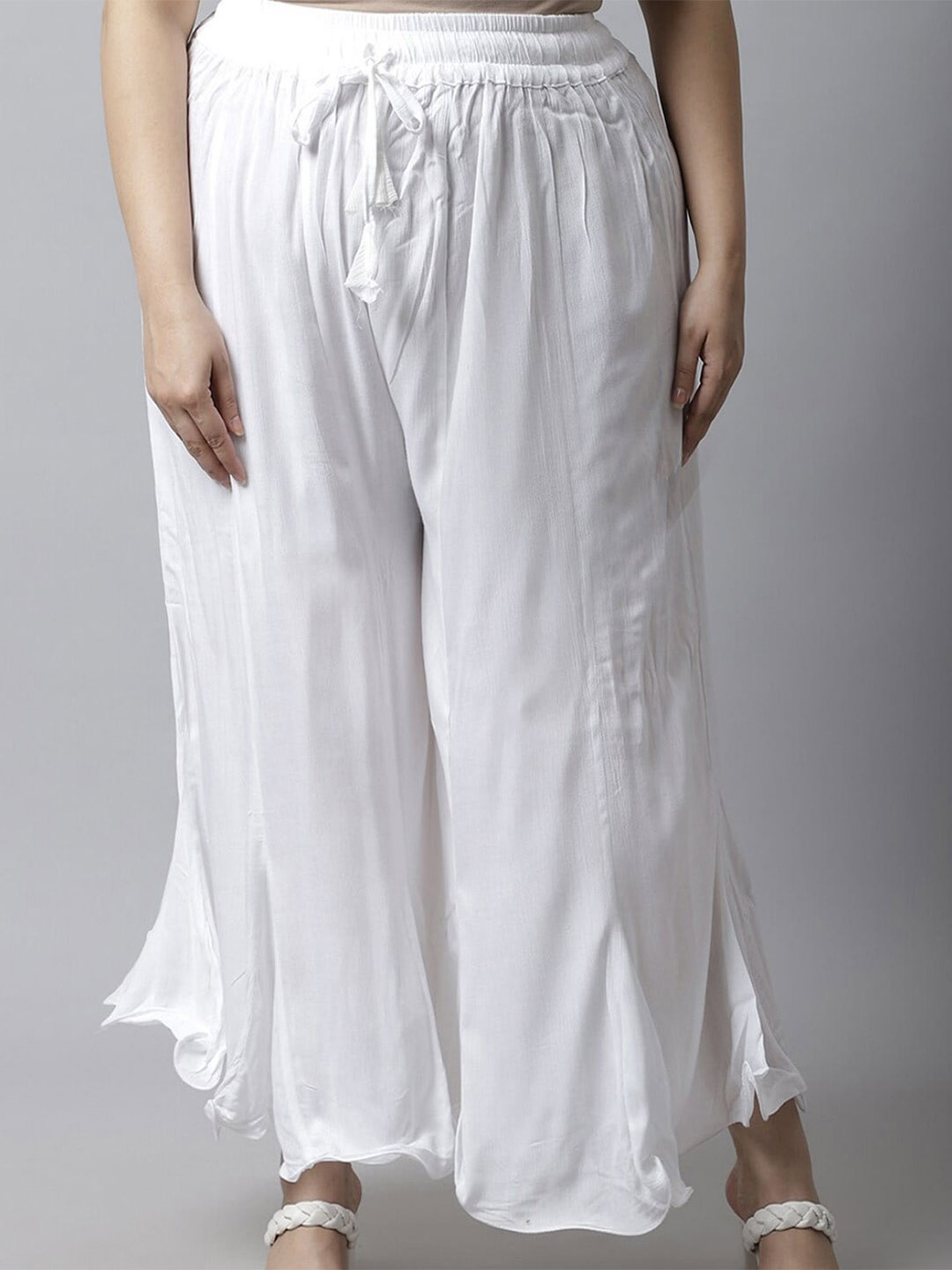 

BCZ Style Women Flared Palazzos, White