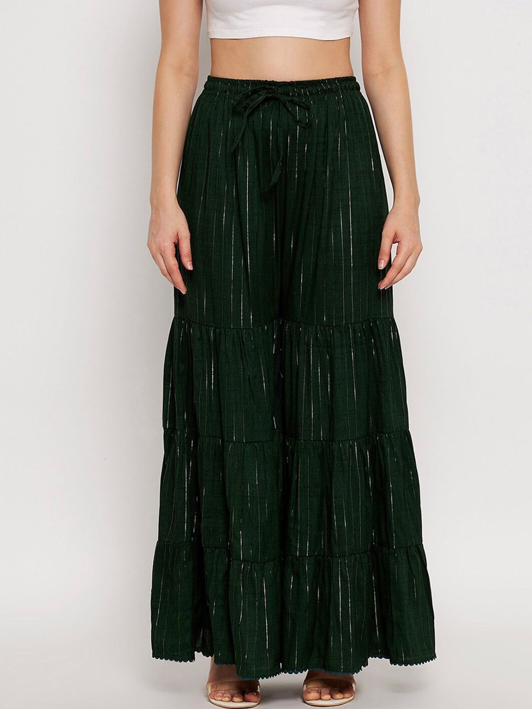 

BCZ Style Women Striped Flared Palazzos, Green