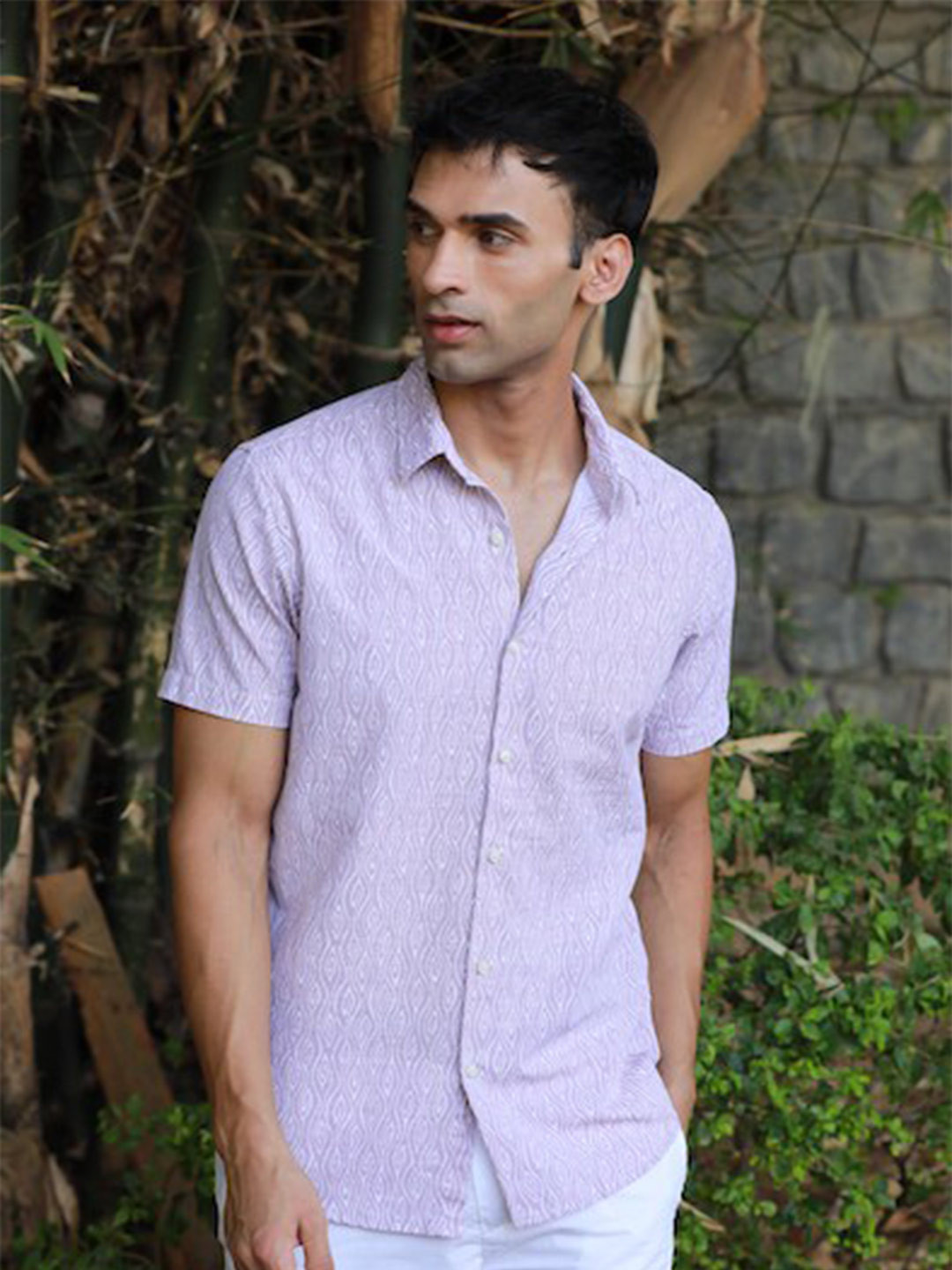 

POE Smart Slim Fit Ethnic Motifs Printed Casual Shirt, Lavender