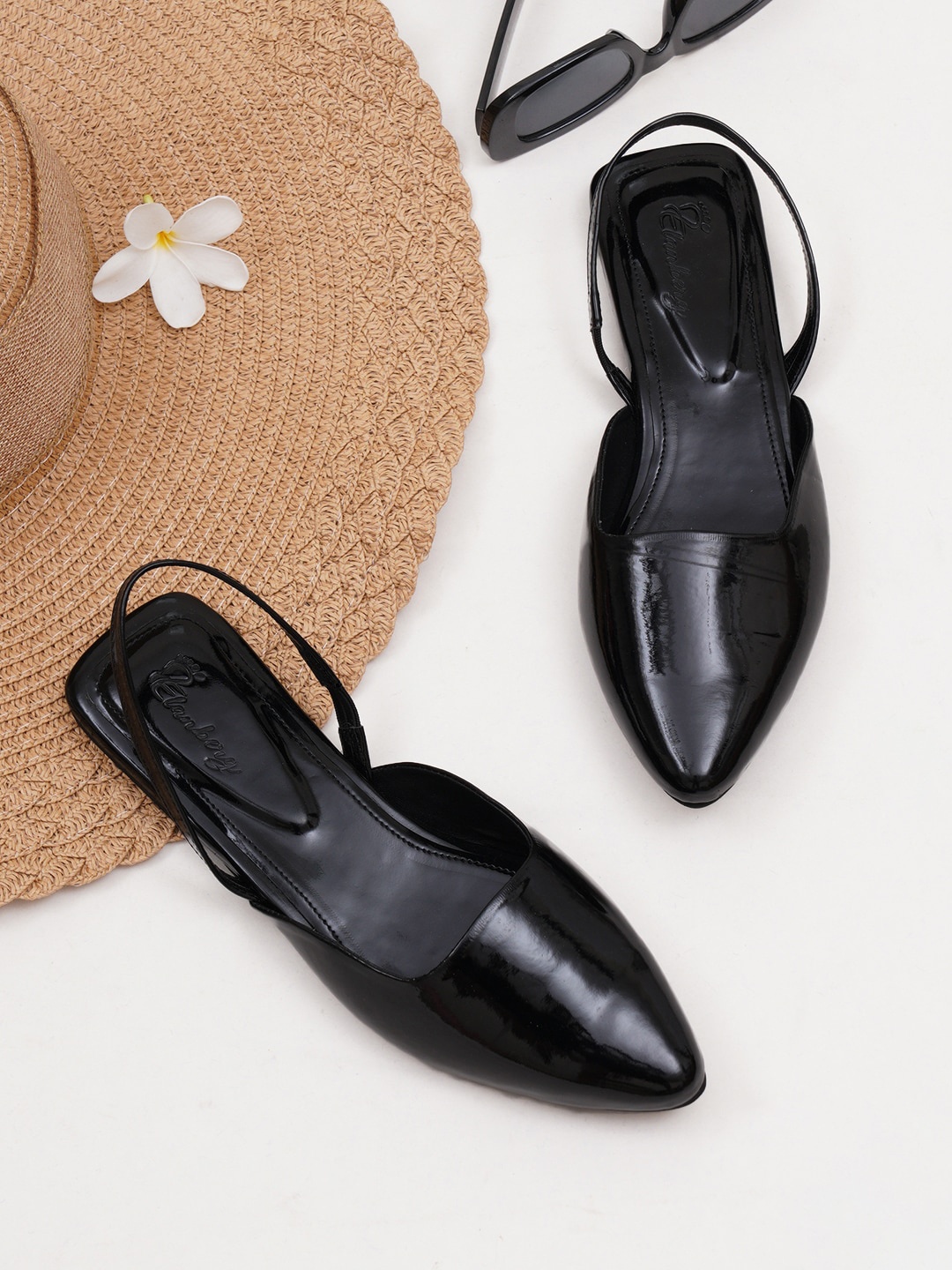 

ELANBERG Pointed Toe Sling Back Mules, Black