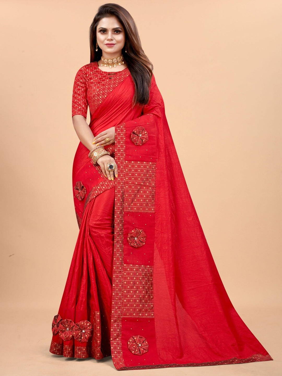 

AVANTIKA FASHION Zari Banarasi Saree, Red