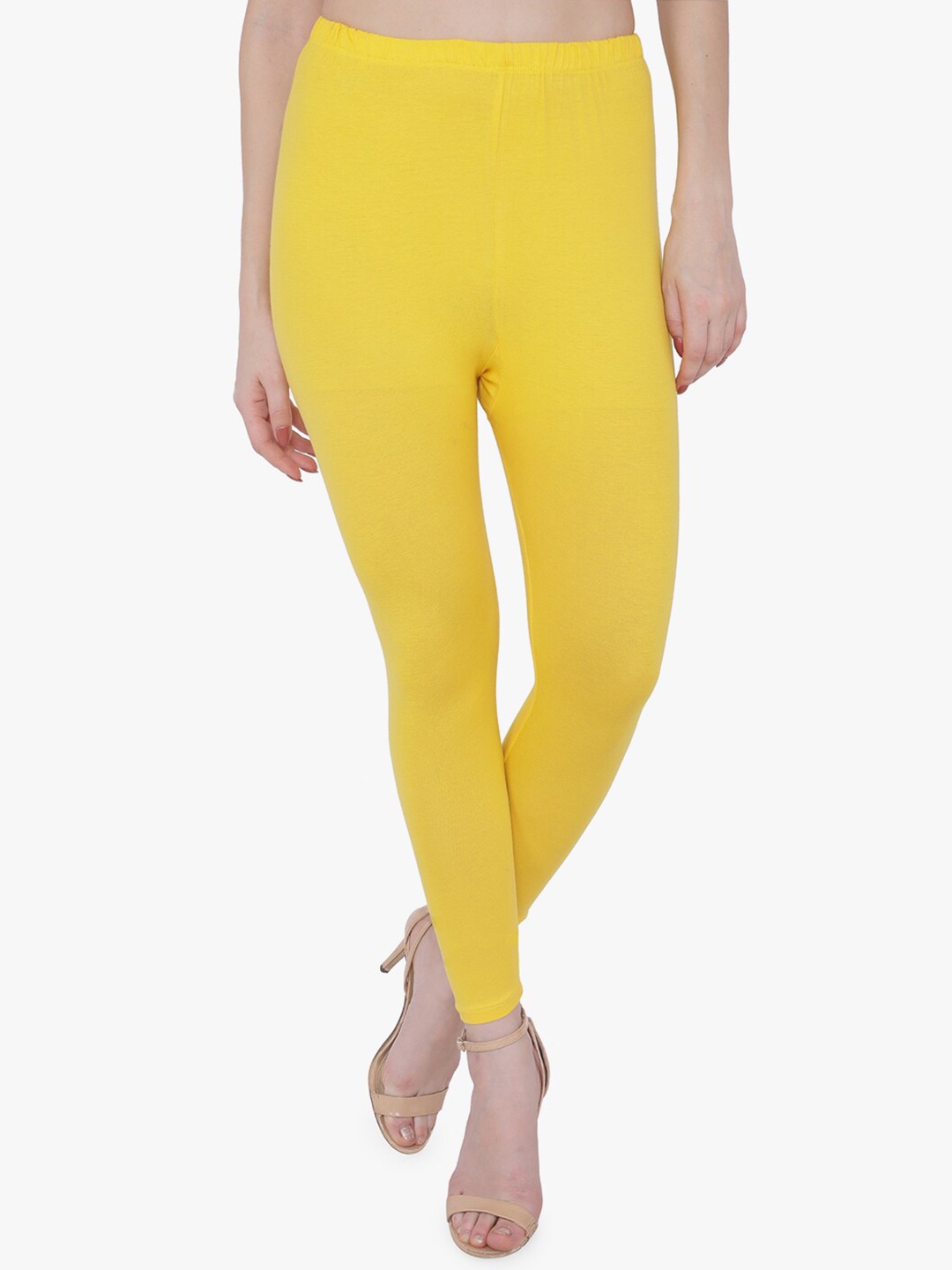 

TRASA Women Cotton Ankle length Leggings, Yellow