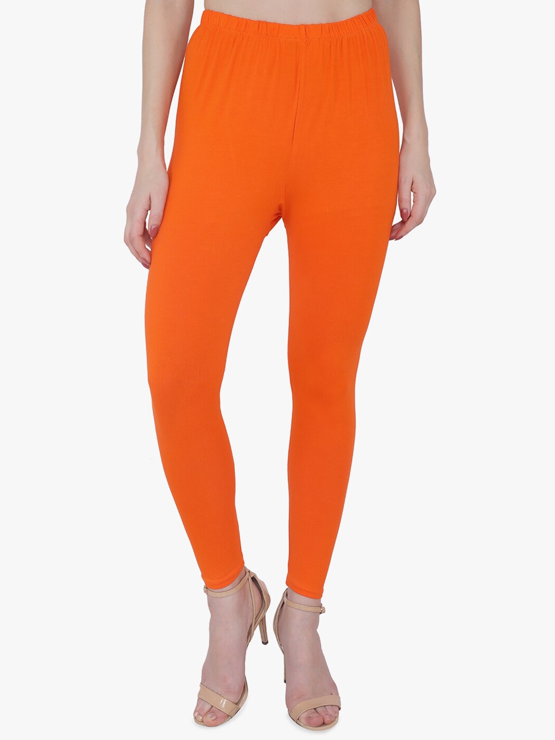 

TRASA Women Cotton Ankle-Length Leggings, Orange