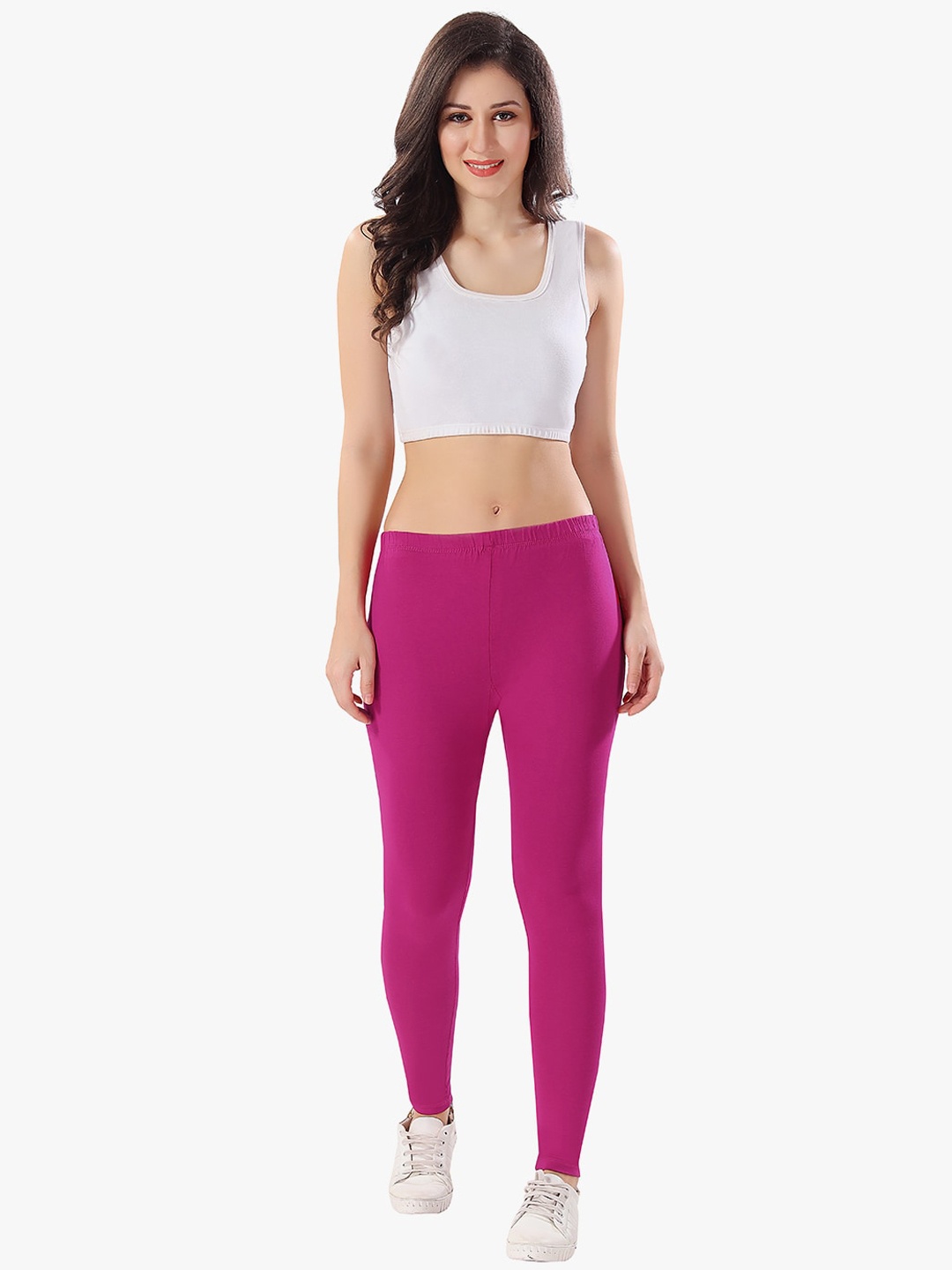 

TRASA Women Mid-Rise Cotton Ankle-Length Leggings, Magenta