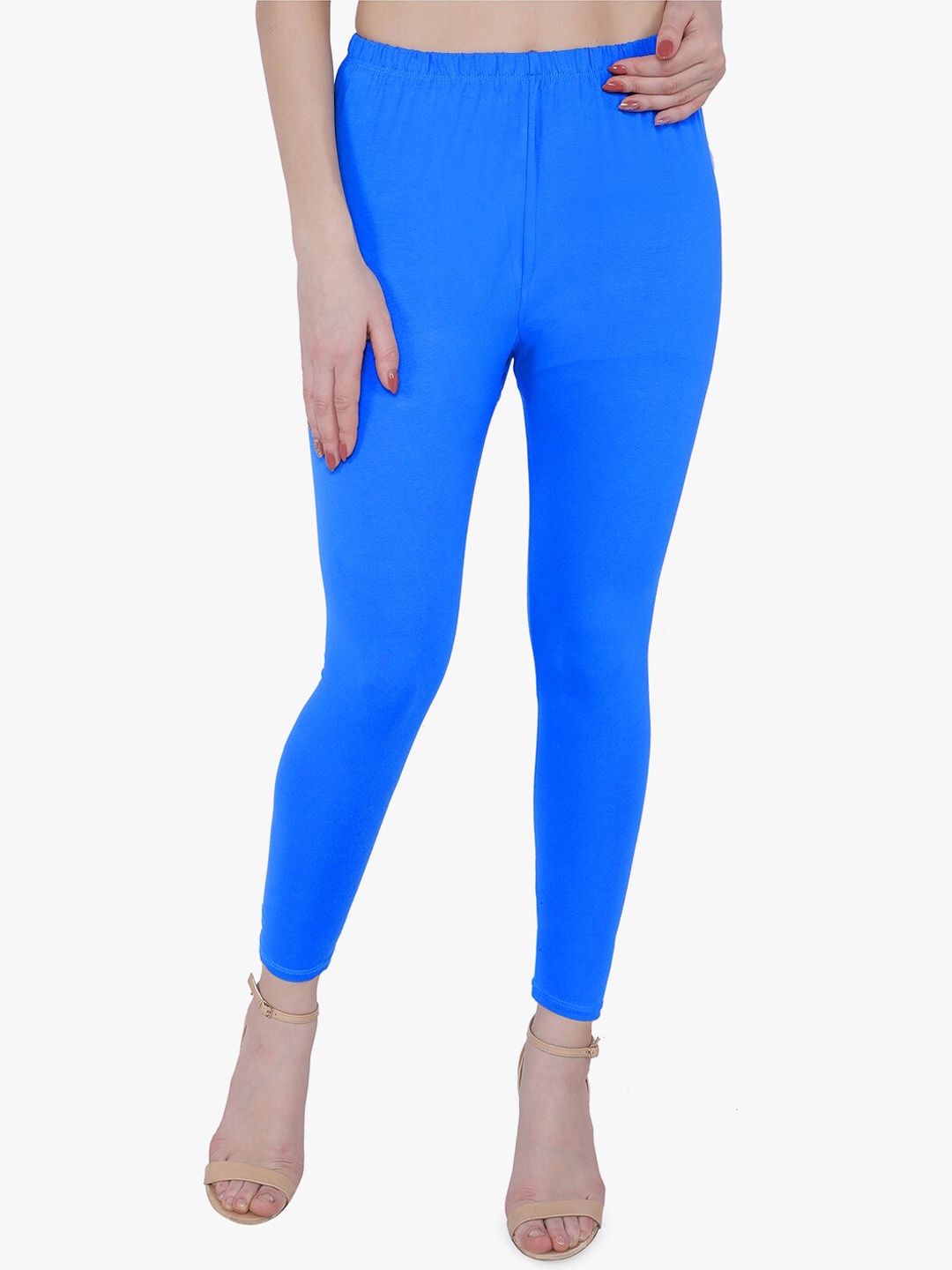 

TRASA Slim-Fit Ankle-Length Cotton Leggings, Blue