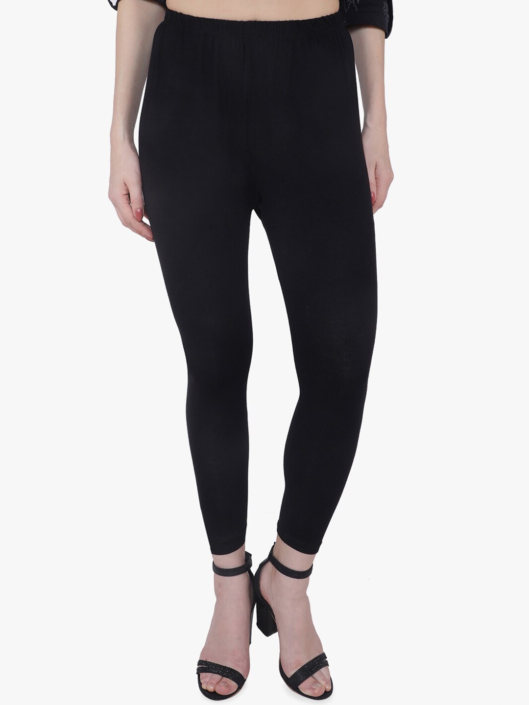 

TRASA Cotton Slim-Fit Ankle-Length Leggings, Black