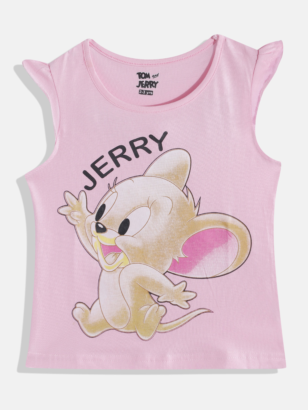 

Eteenz Girls Jerry Print Flutter Sleeve Cotton Top, Pink