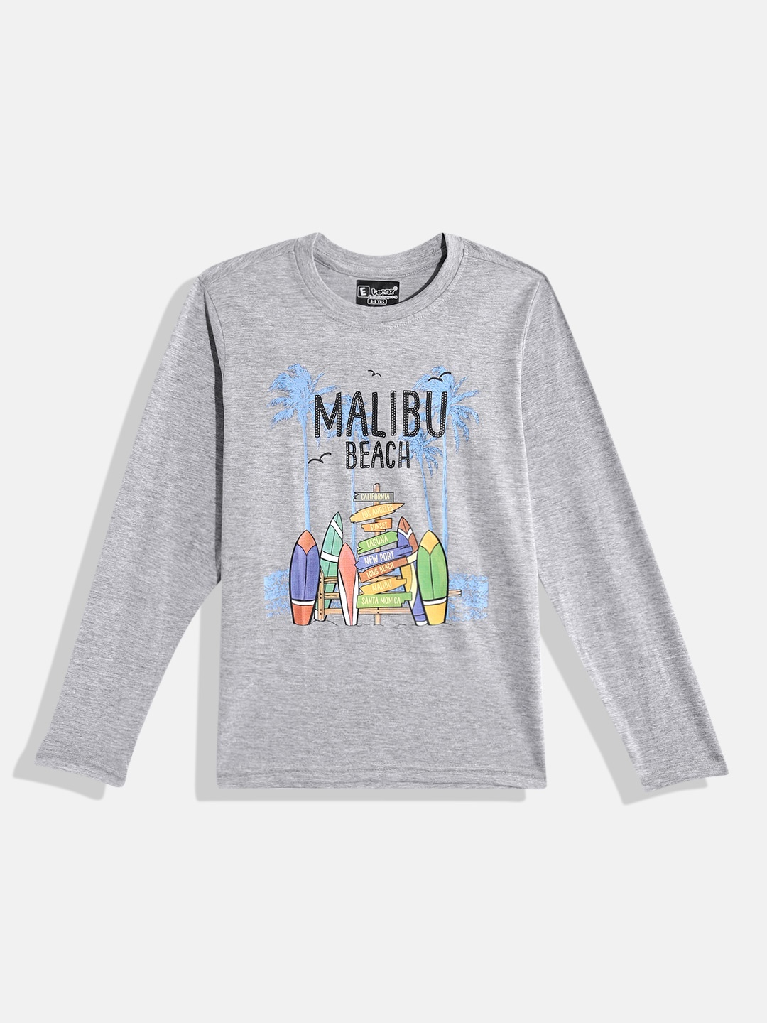 

Eteenz Boys Cotton Typography & Graphic Printed T-shirt, Grey melange