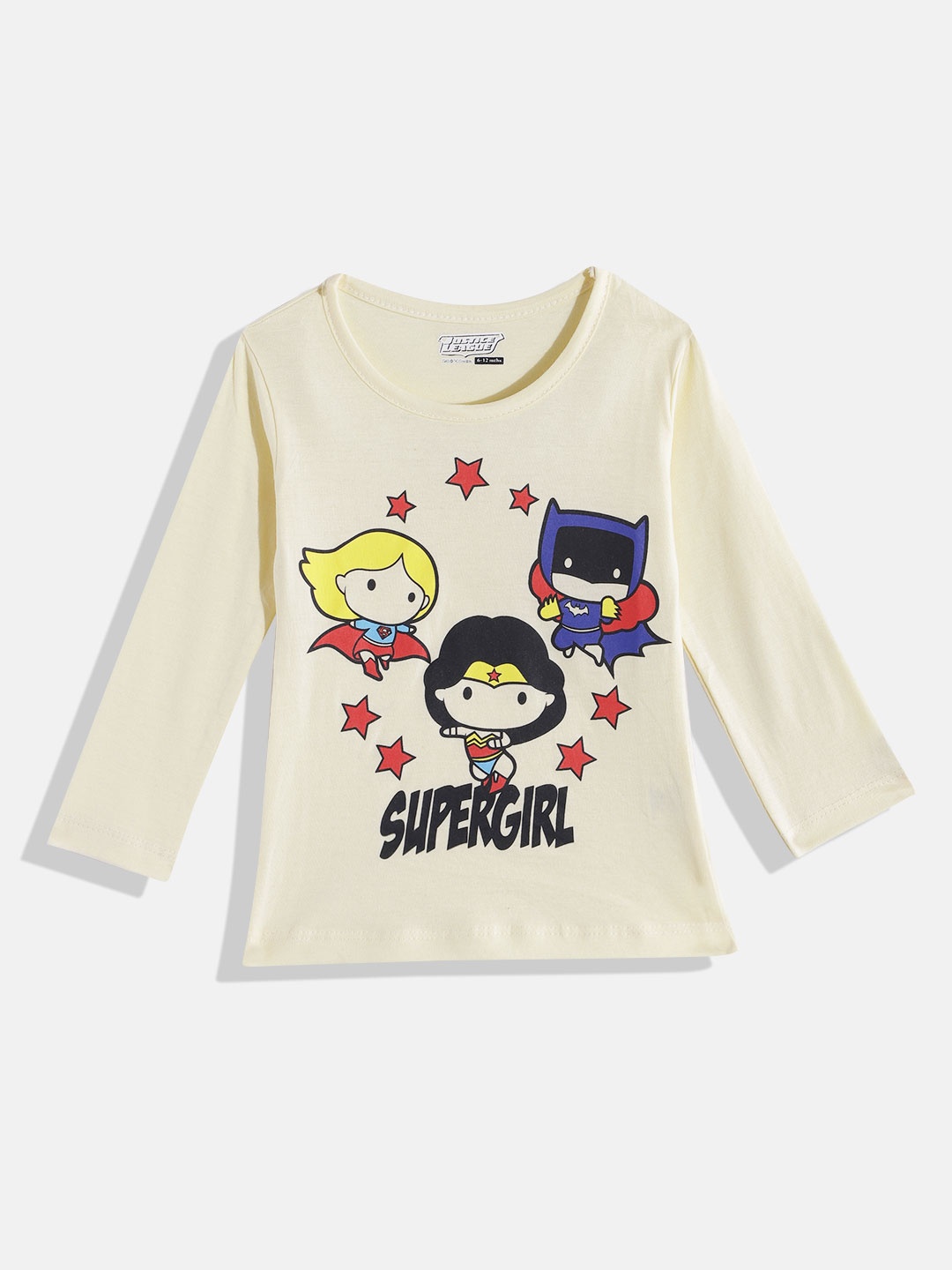 

Eteenz Infant Girls Justice League & Typography Printed Cotton T-shirt, Yellow
