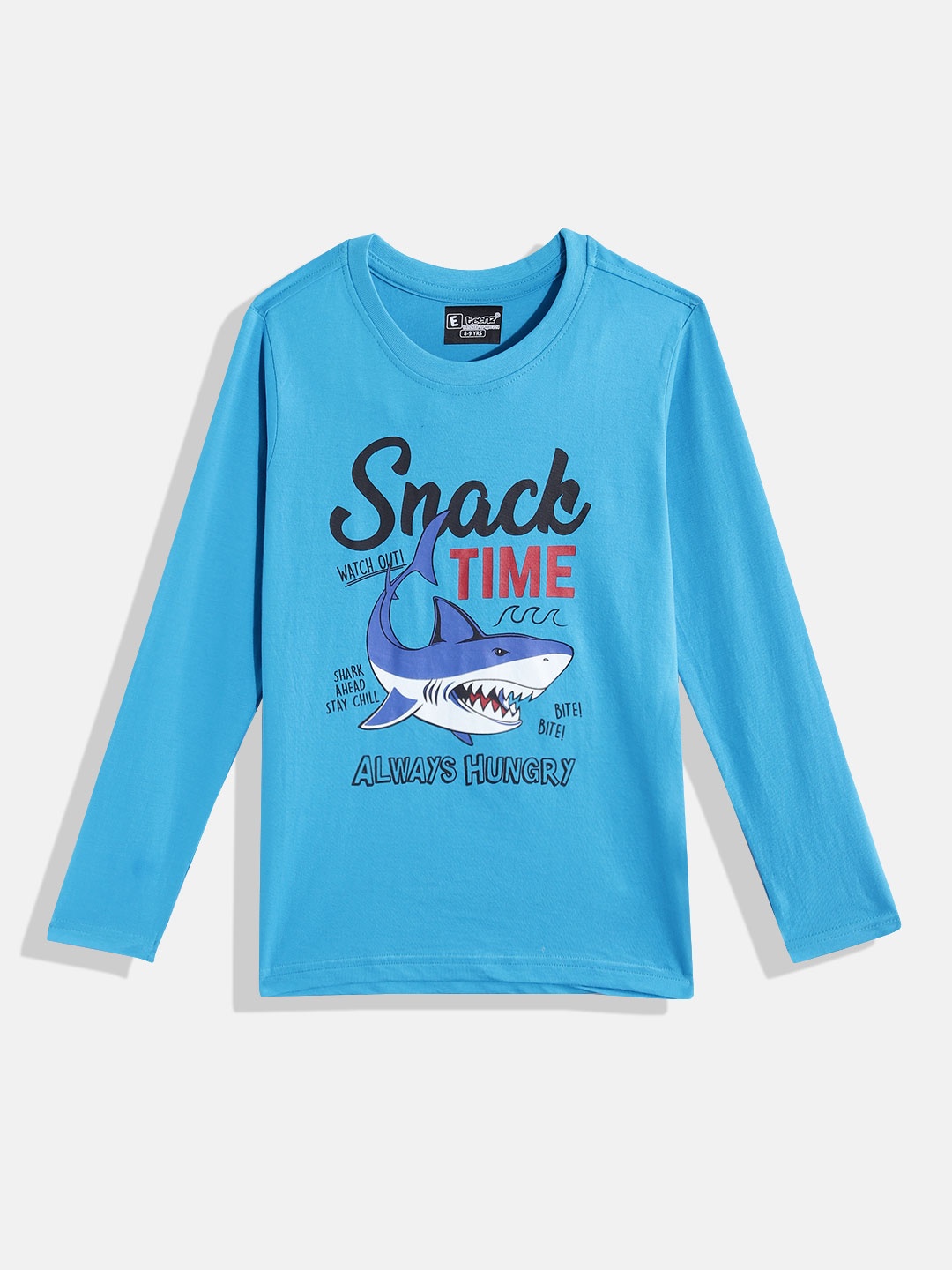 

Eteenz Boys Cotton Typography & Graphic Printed T-shirt, Blue