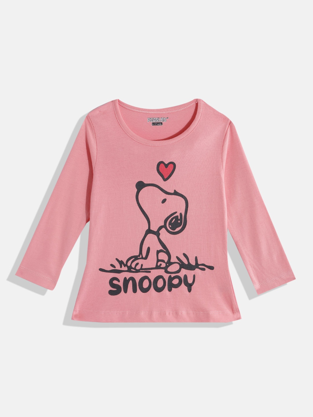 

Eteenz Infant Girls Cotton Snoopy & Typography Printed T-shirt, Pink