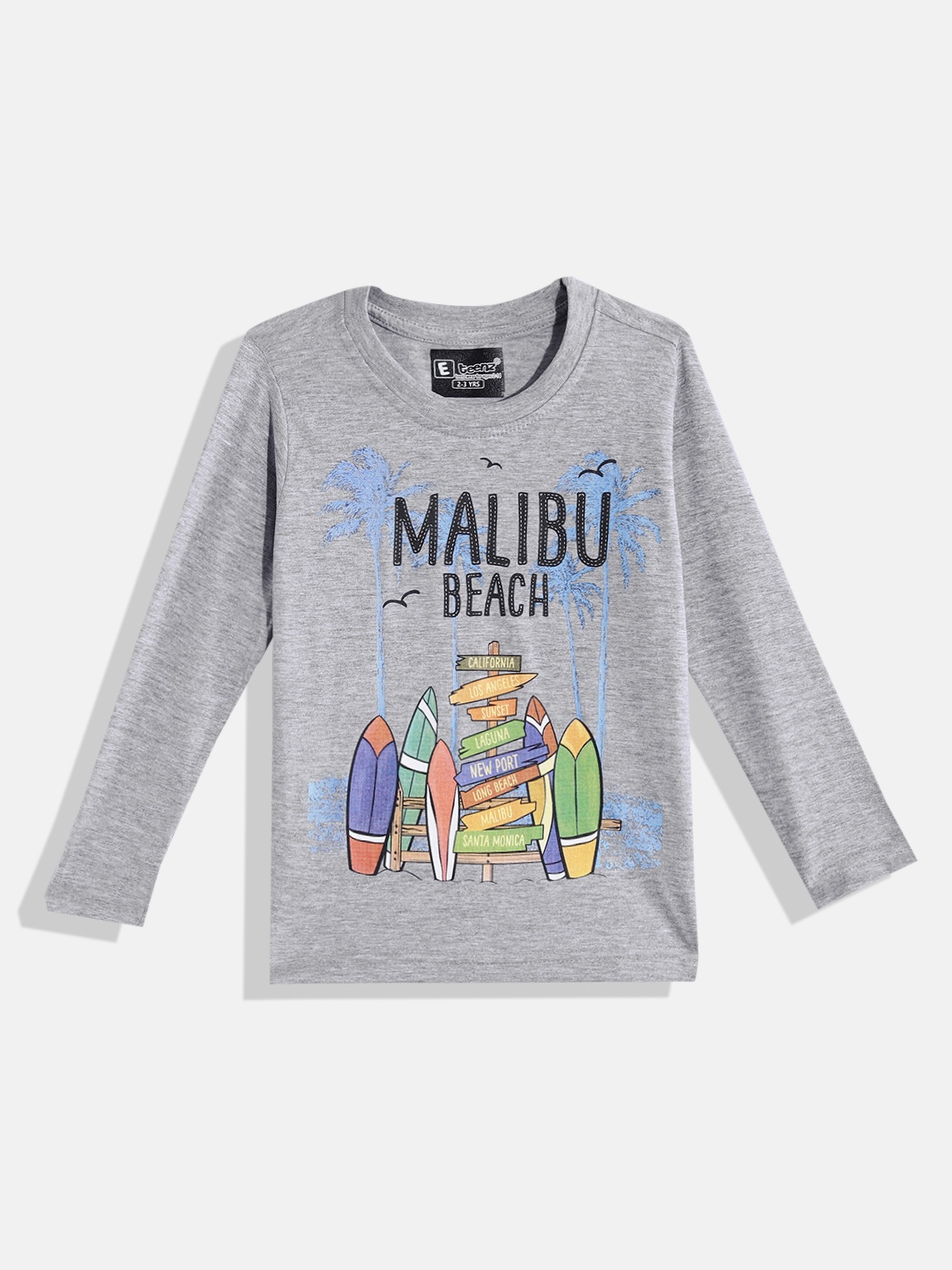 

Eteenz Boys Graphic Printed Cotton T-shirt, Grey melange