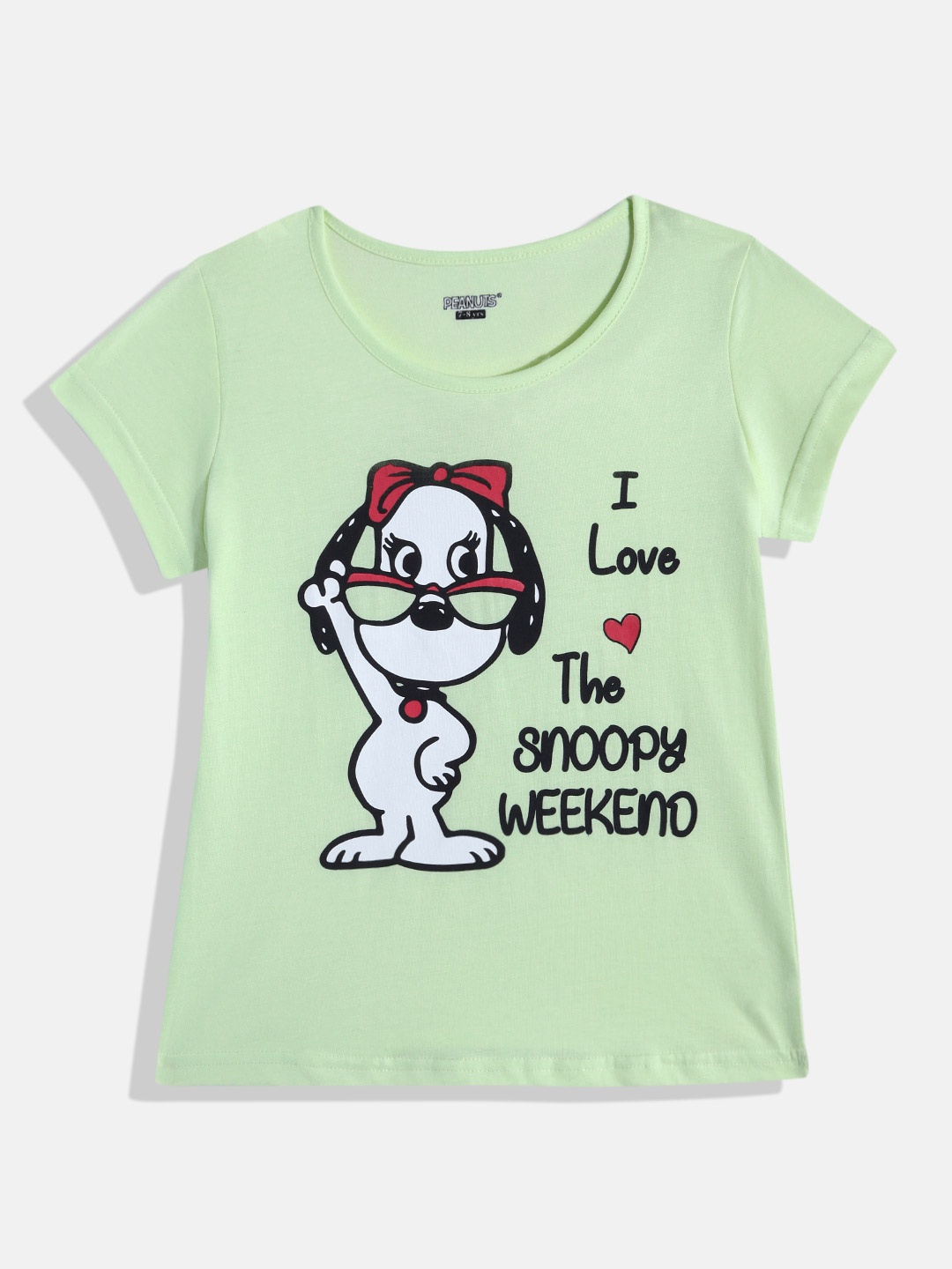 

Eteenz Girls Premium Cotton Snoopy Printed T-shirt, Green