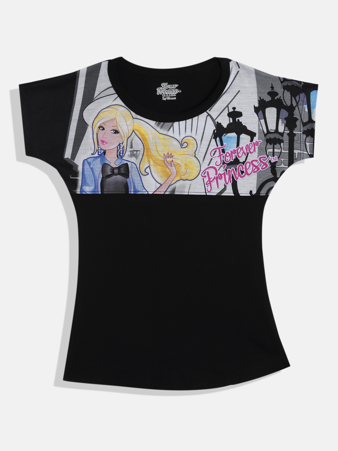 

Eteenz Girls Premium Cotton Forever Princess Printed T-shirt, Black