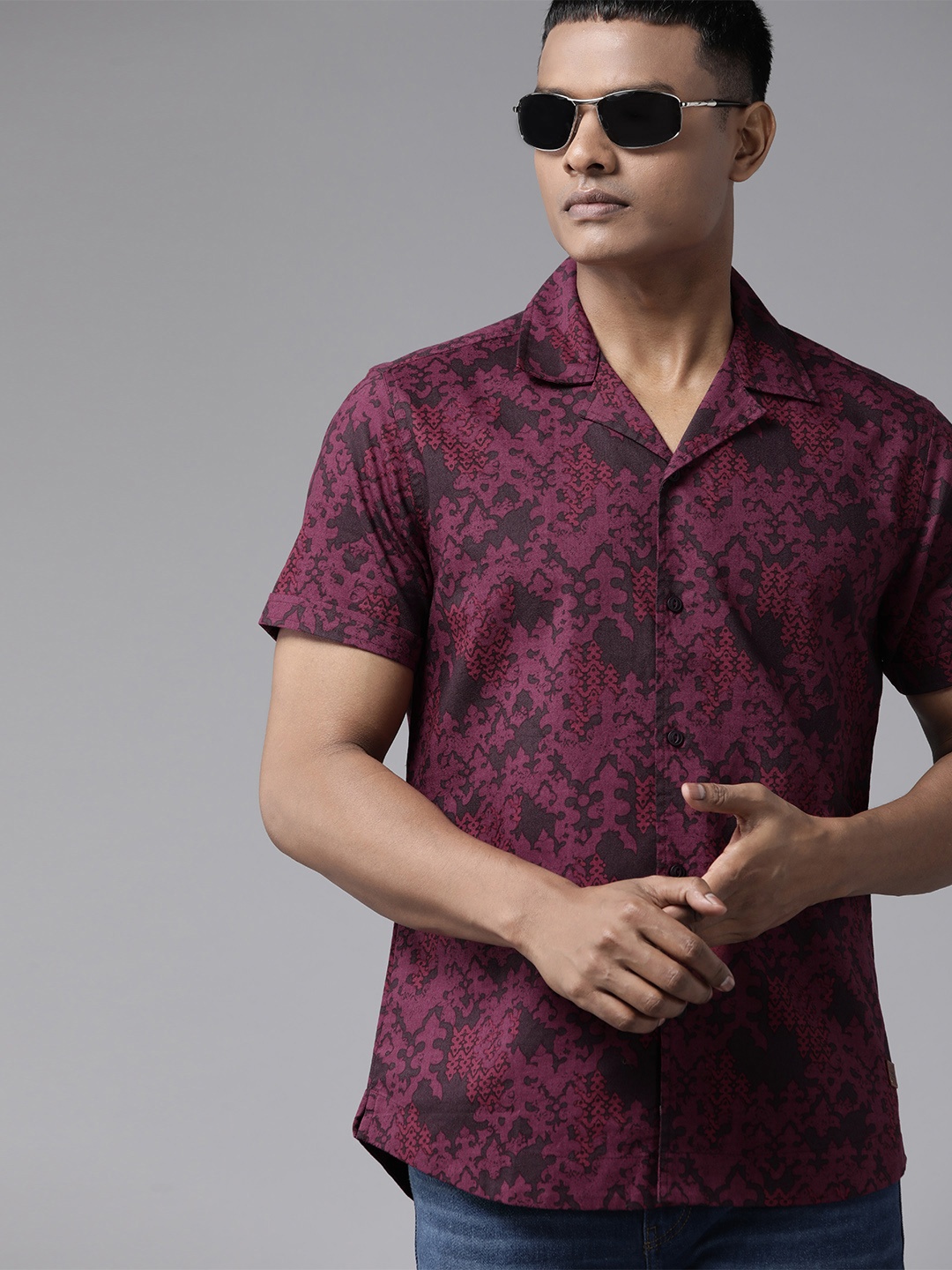 

Roadster Men Opaque Printed Cotton Casual Shirt, Pink