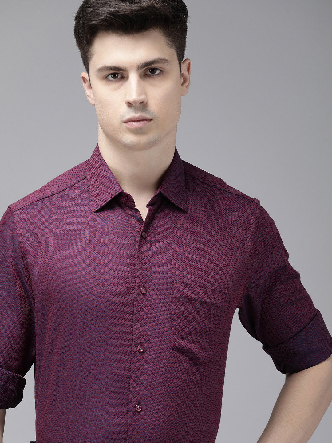 

Van Heusen Pure Cotton Custom Textured Formal Shirt, Purple