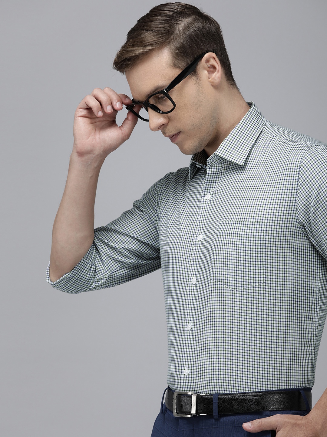 

Van Heusen Men Pure Cotton Slim Fit Micro Checks Opaque Formal Shirt, White