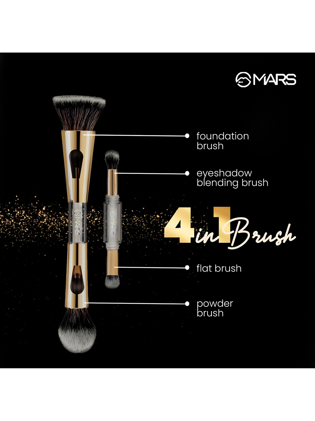 

MARS 4In1 Foundation Eyeshadow Blending & Flat Brush Set, Gold