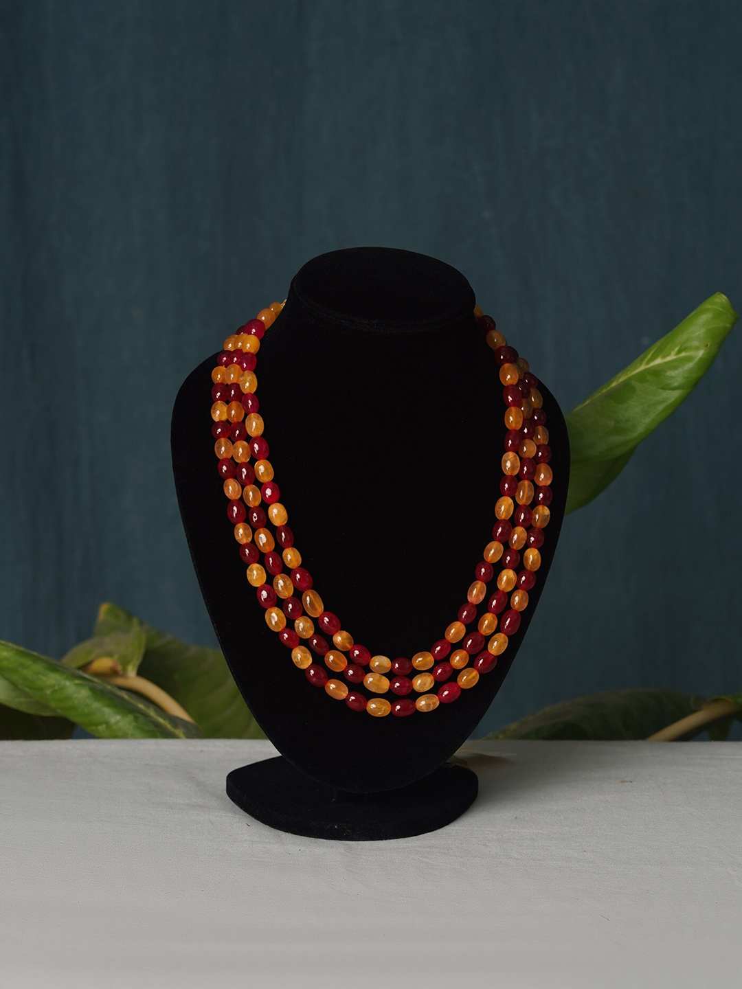 

Unnati Silks Beaded Layered Casual Necklace, Yellow