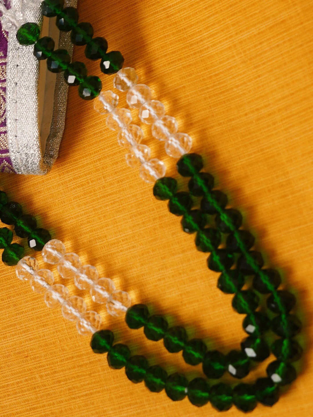 

Unnati Silks Amravati Crystal Necklace Layered Necklace, Green