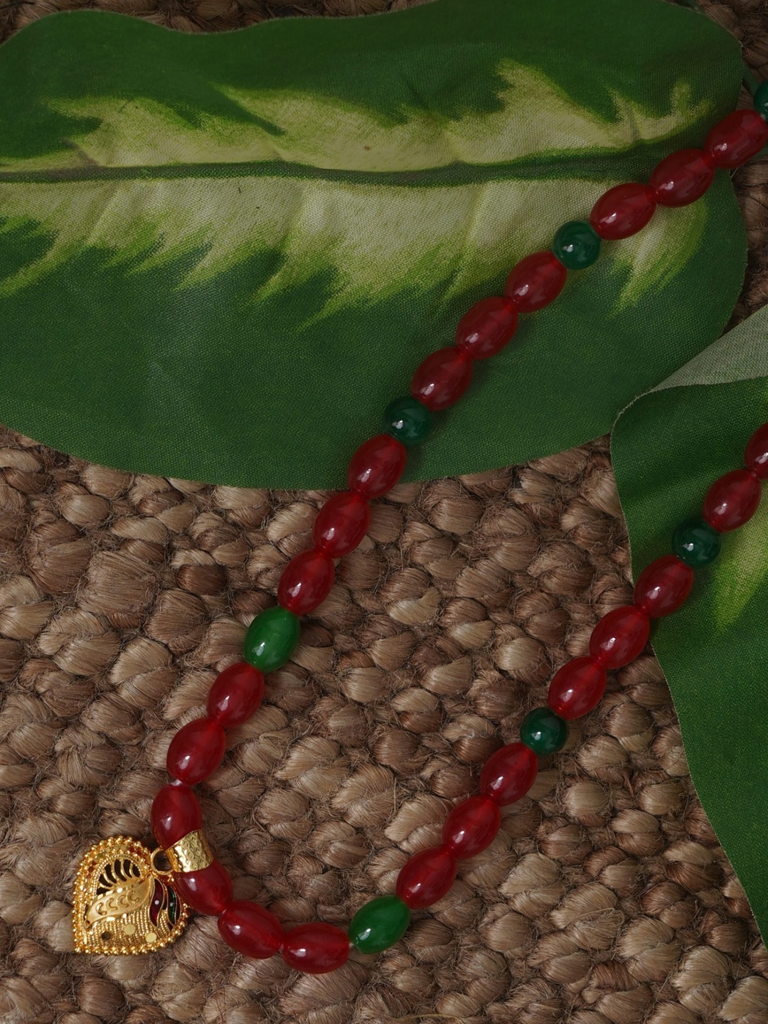 

Unnati Silks Gold-Plated Necklace, Red