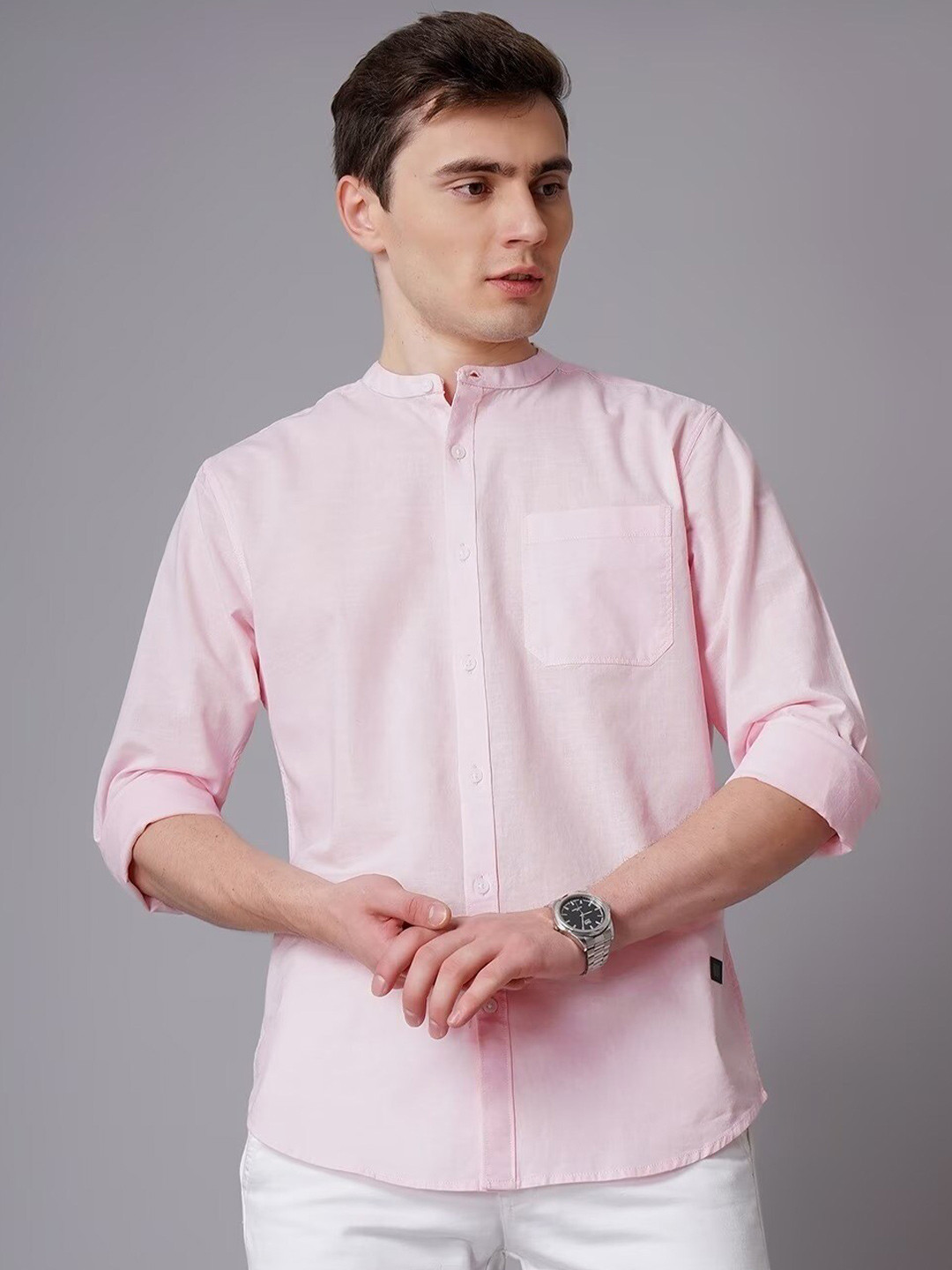 

British Club Men Smart Slim Fit Pure Cotton Casual Shirt, Pink