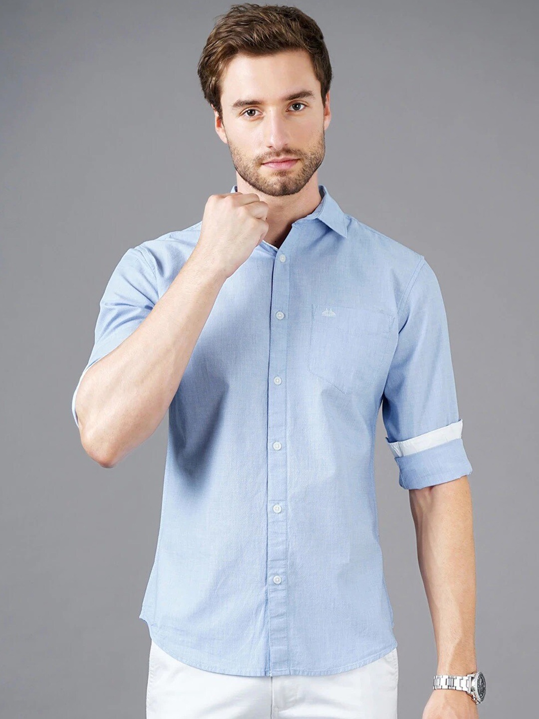 

British Club Smart Slim Fit Casual Pure Cotton Shirt, Blue