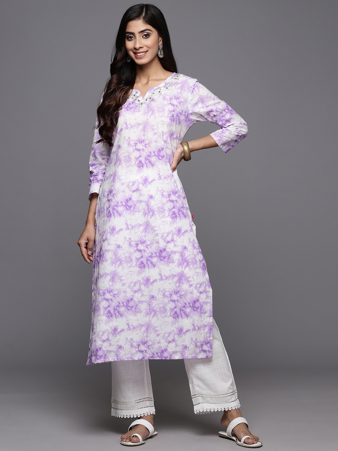 

Varanga Women Dyed Gotta Patti Kurta, Purple