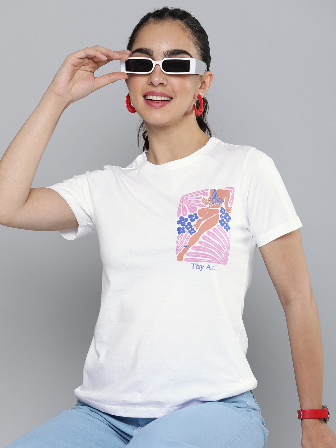 

HERE&NOW Women Graphic Printed T-shirt, White