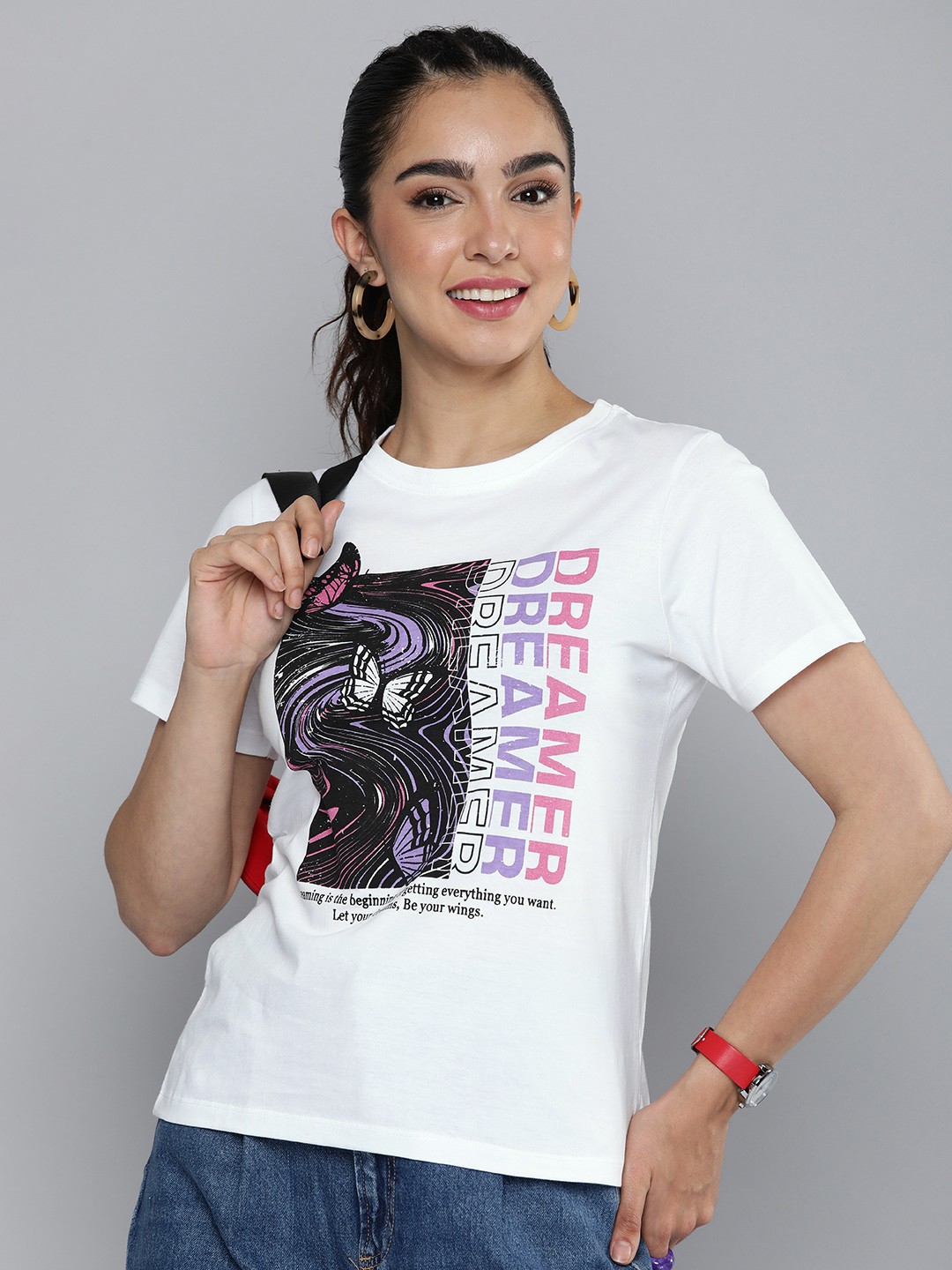 

HERE&NOW Women Graphic Printed T-shirt, White