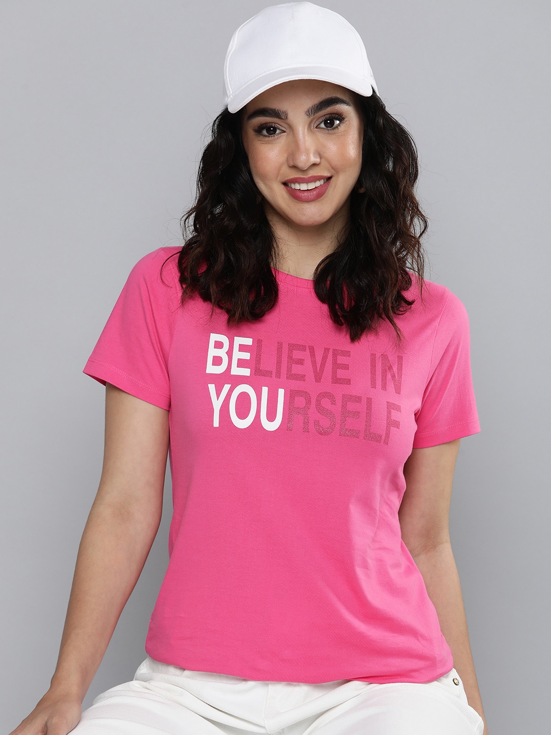 

HERE&NOW Women Typography Printed T-shirt, Pink