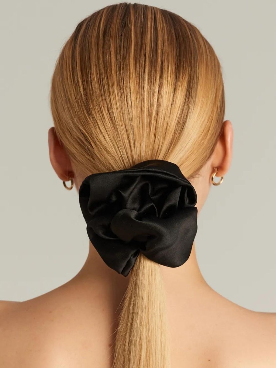 

Mueras Women Extra Large Satin Silk Scrunchie, Black