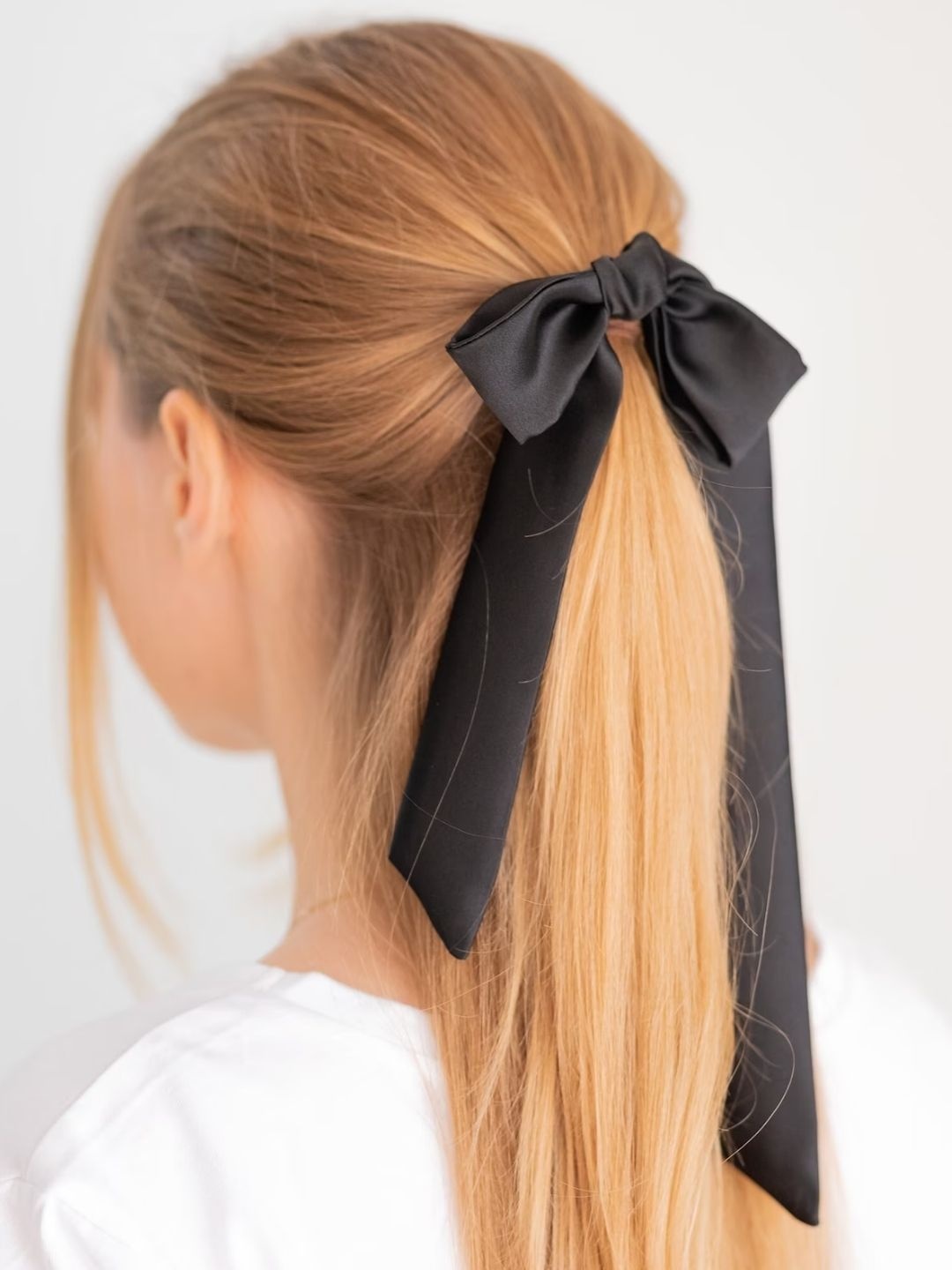 

Mueras Satin Ribbon Ponytail Holders, Black