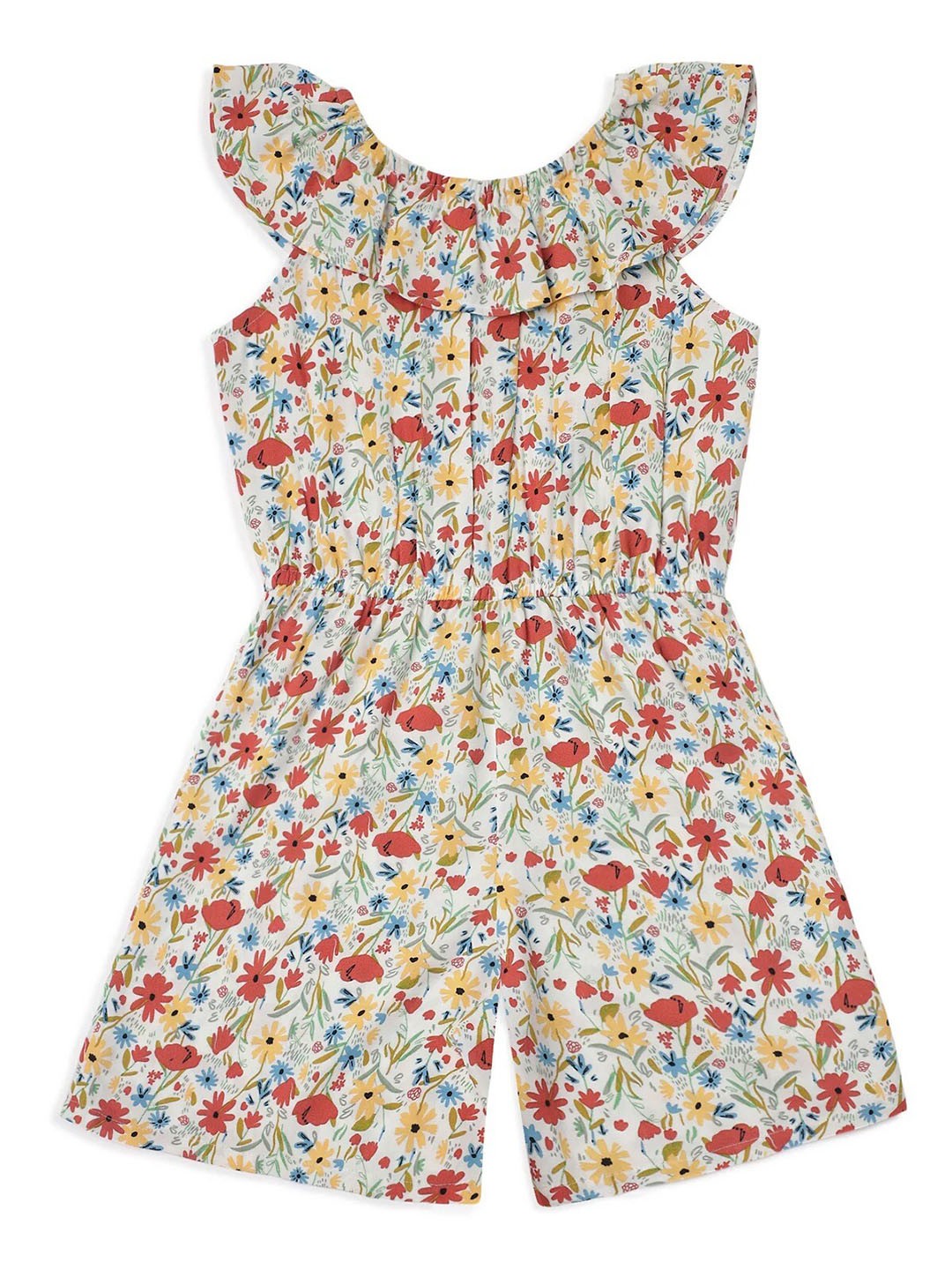 

Marks & Spencer Girls Printed with Ruffles Jumpsuit, White