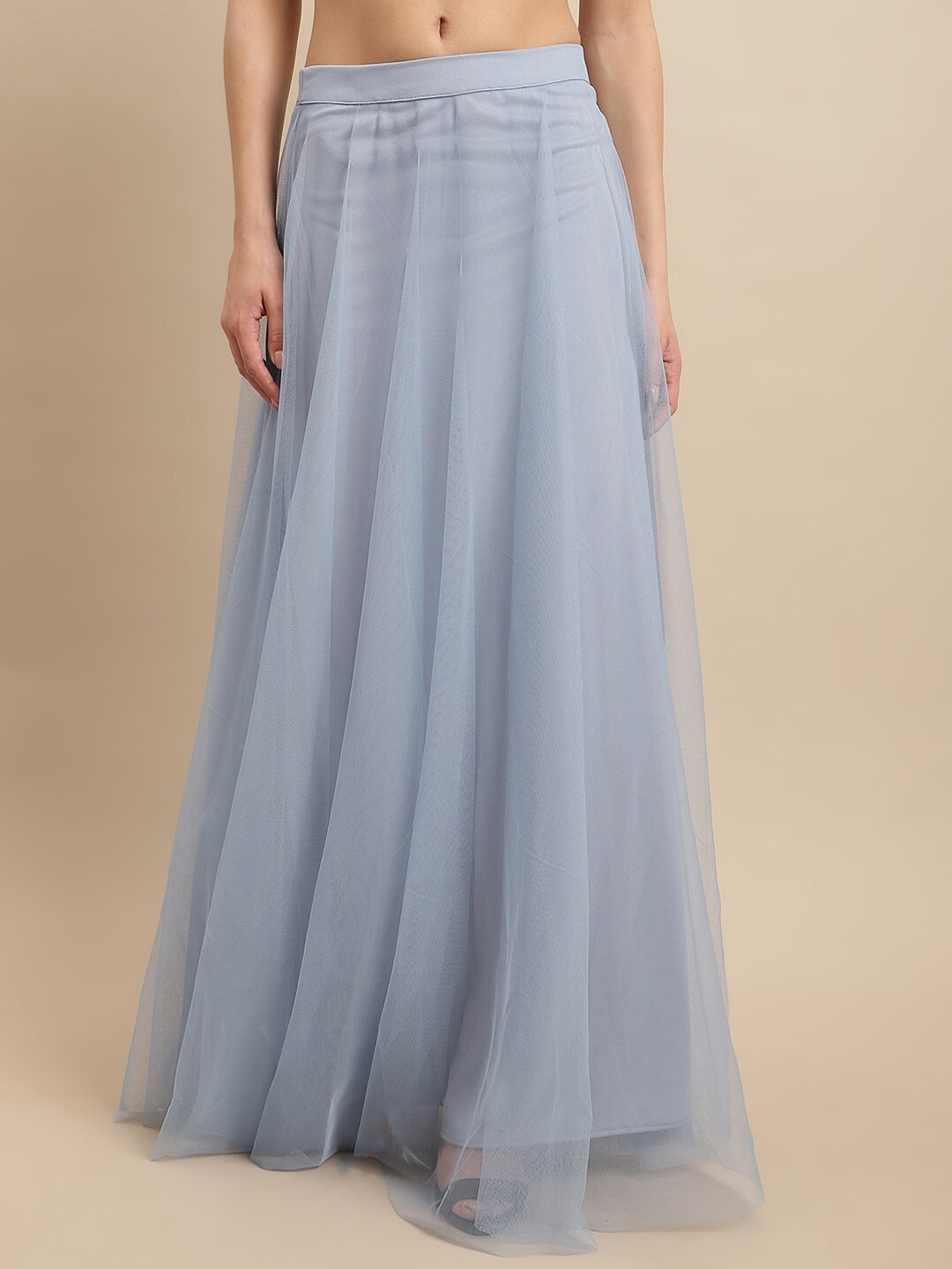 

Just Wow Flared Maxi Net Skirt, Blue