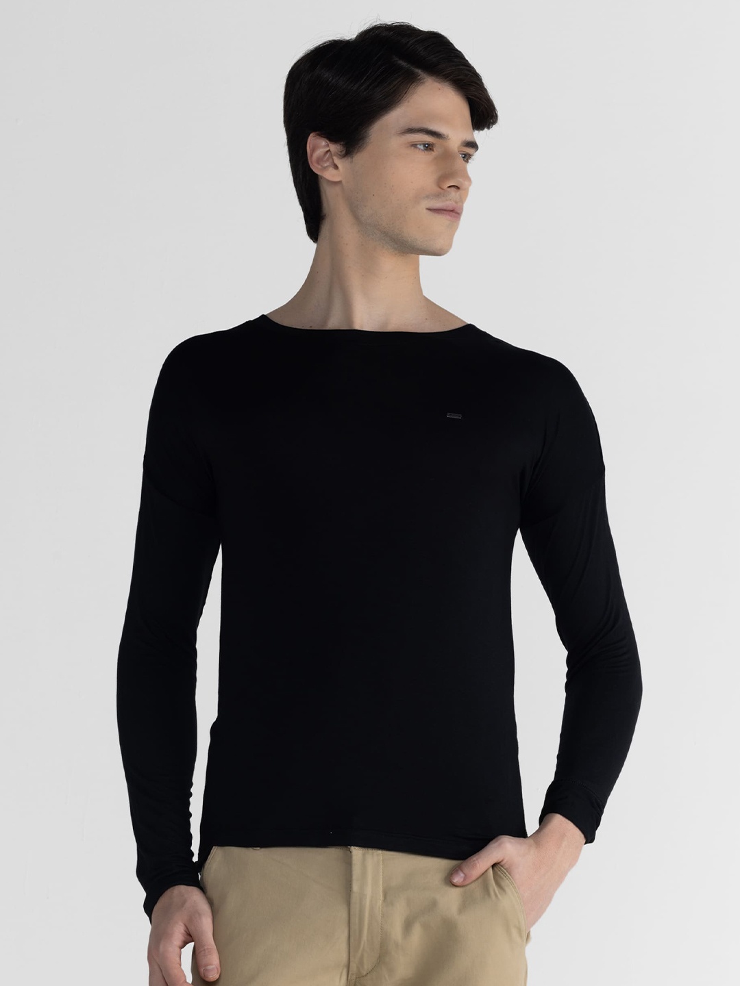 

IDENTITI Extended Sleeves Cotton Slim Fit T-shirt, Navy blue