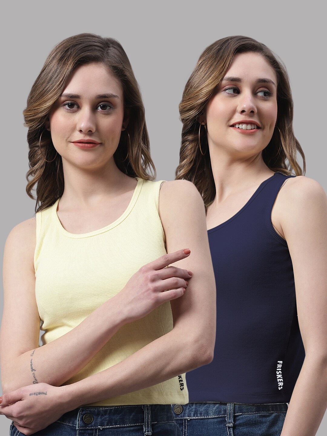 

FBAR Pack Of 2 Cotton Tank Top, Yellow