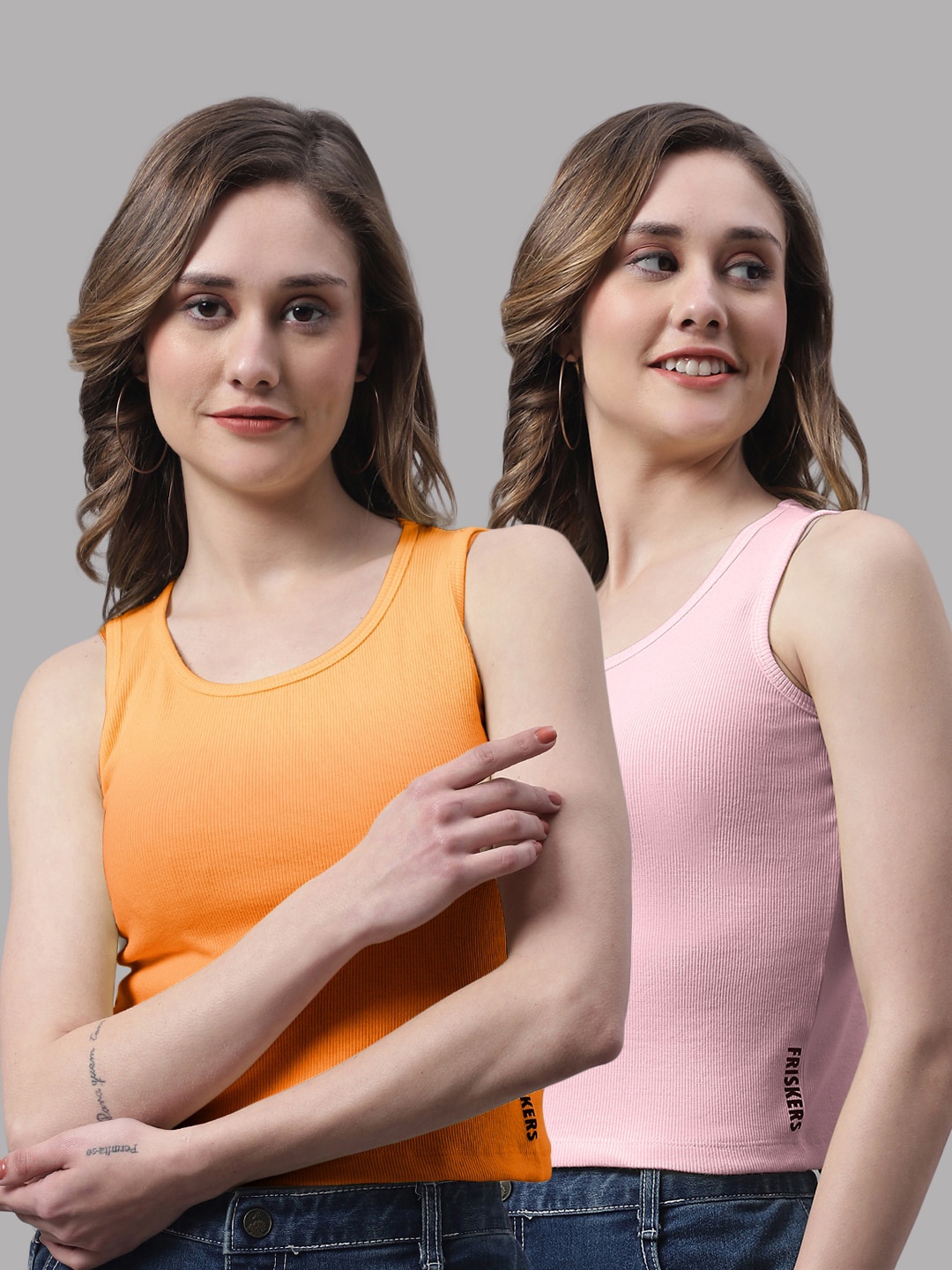 

FBAR Pack Of 2 Cotton Tank Top, Orange