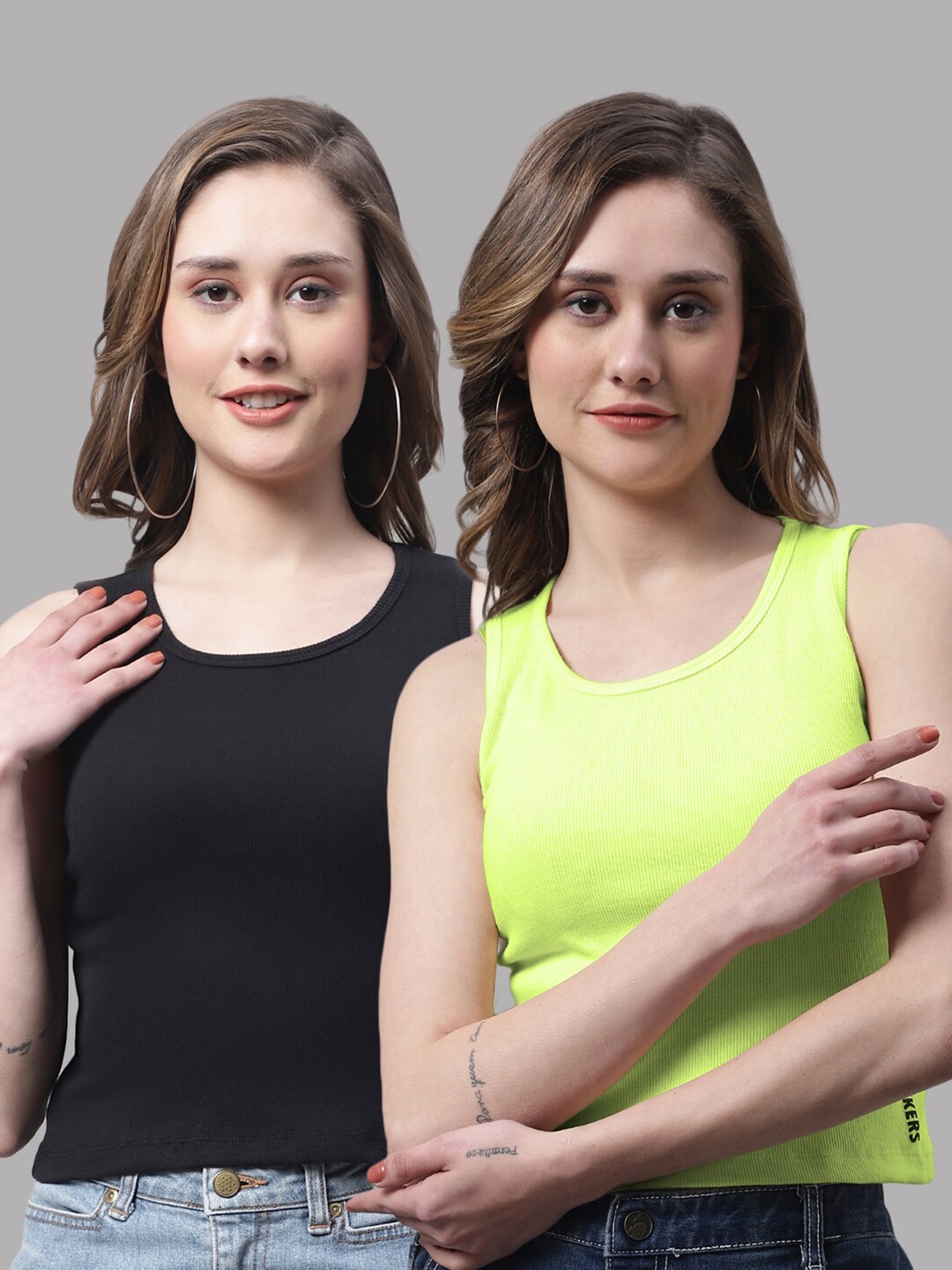 

FBAR Pack Of 2 Ribbed Cotton Tank Top, Black