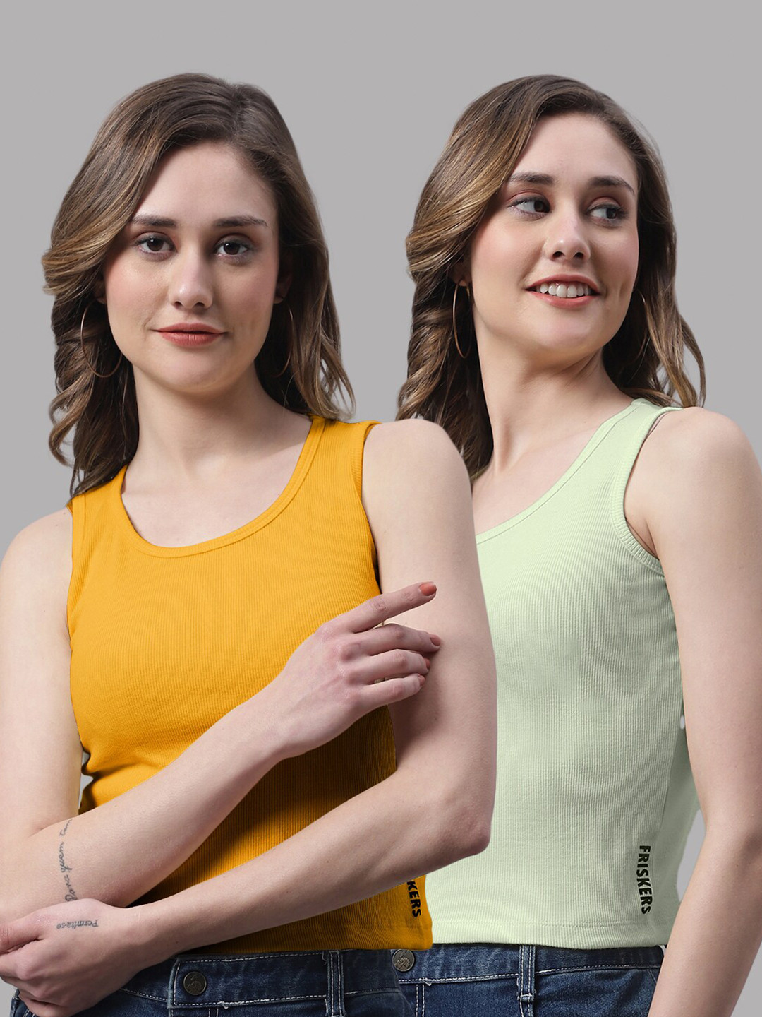 

FBAR Pack Of 2 Cotton Tank Tops, Mustard