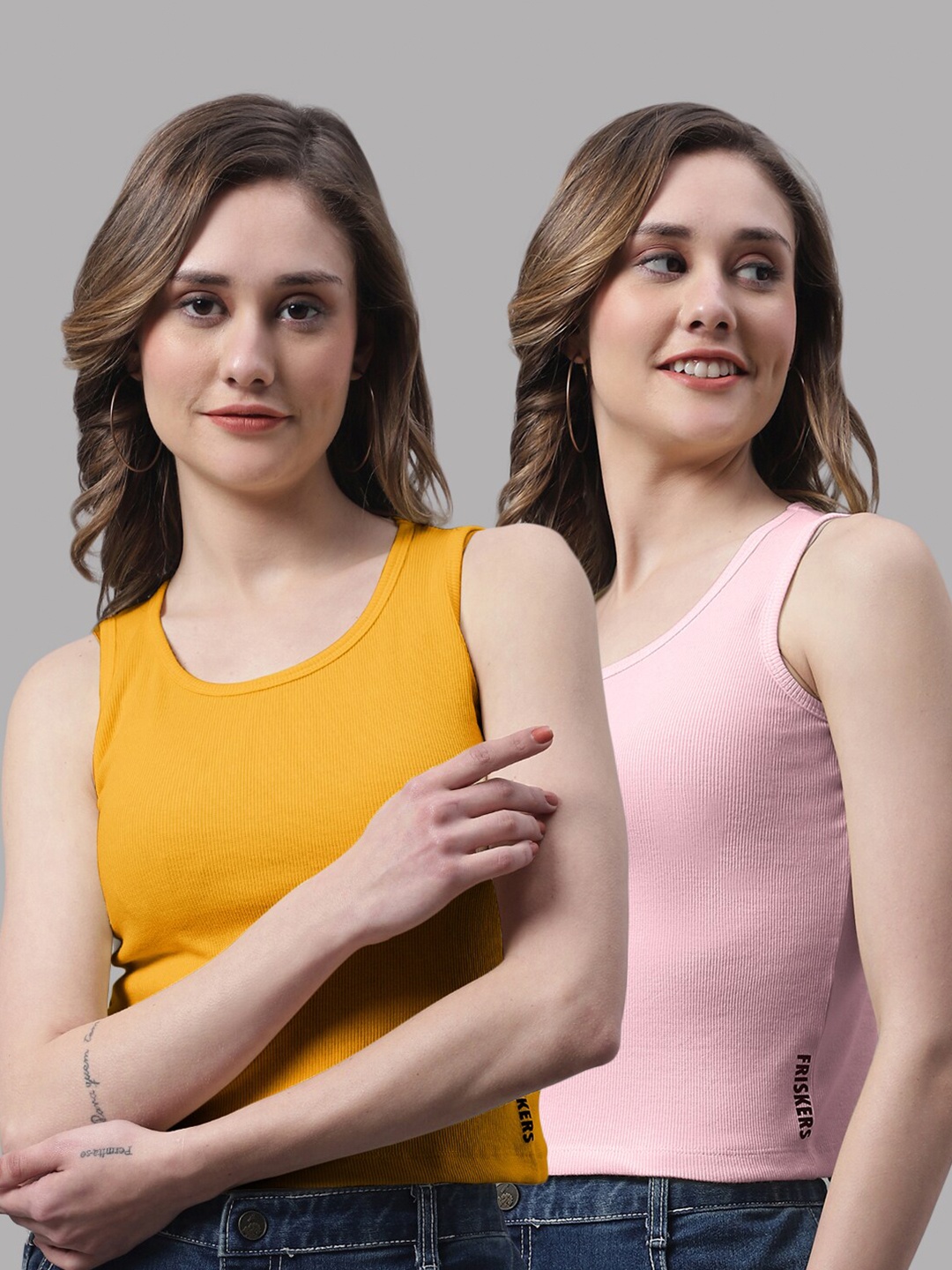 

FBAR Pack Of 2 Cotton Tank Tops, Mustard