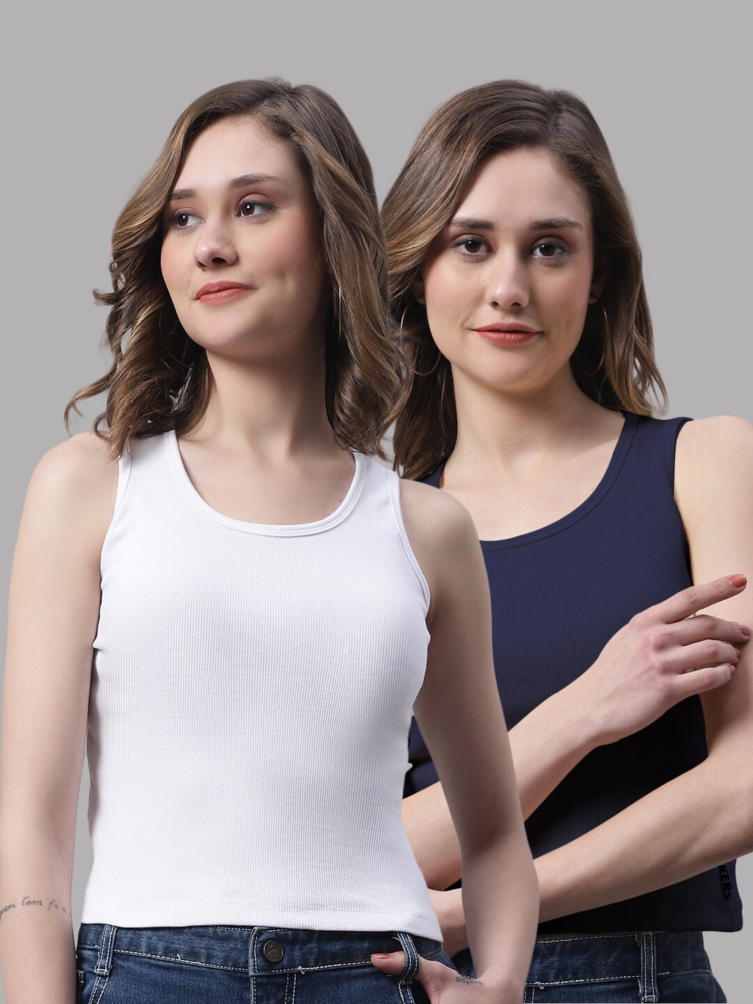 

FBAR Pack Of 2 Cotton Tank Top, White