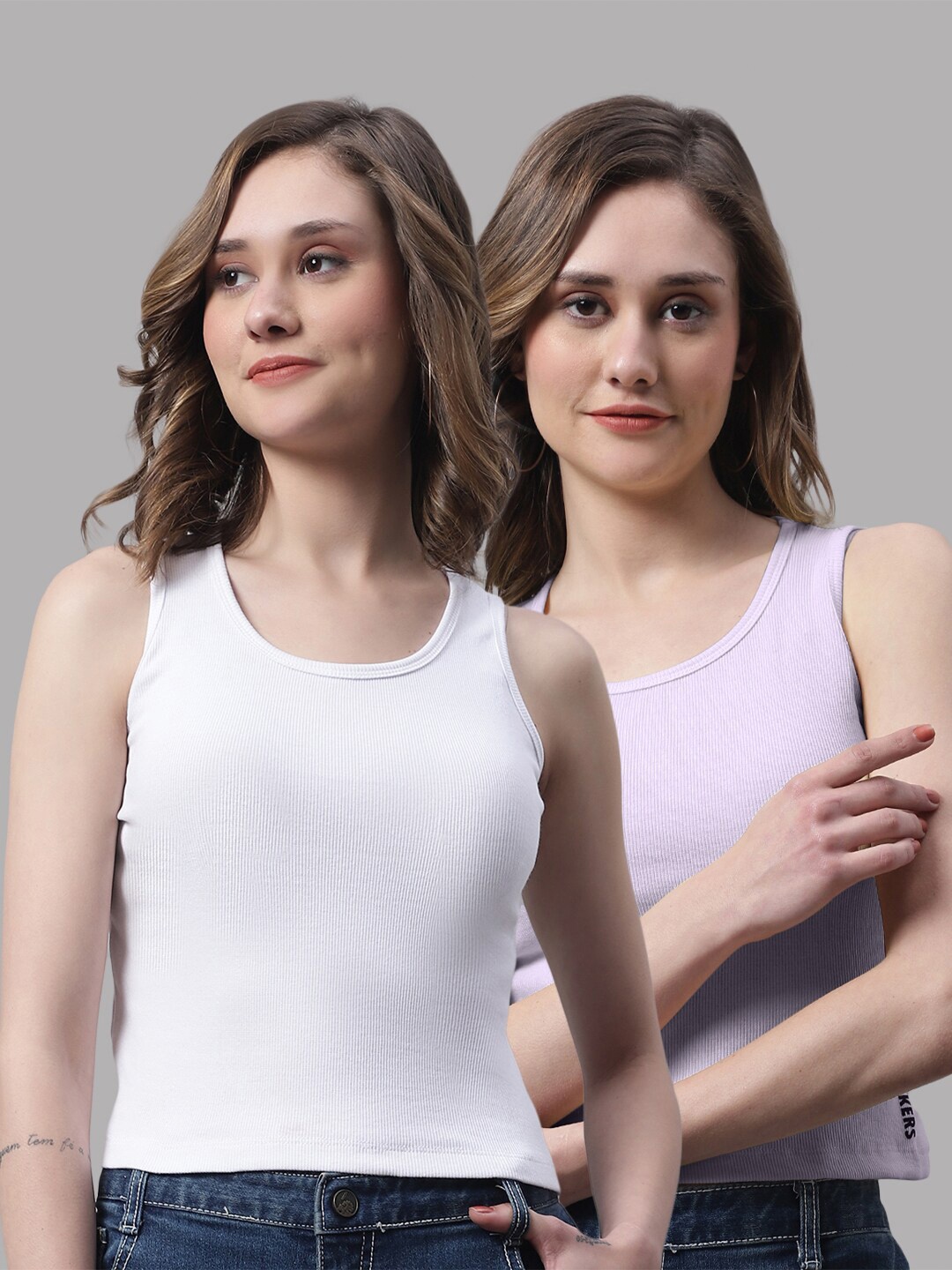 

FBAR Pack Of 2 Fitted Cotton Top, White