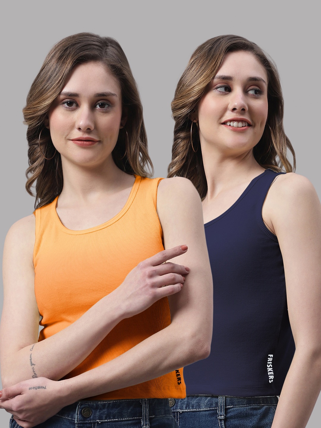 

FBAR Pack Of 2 Cotton Tank Top, Orange