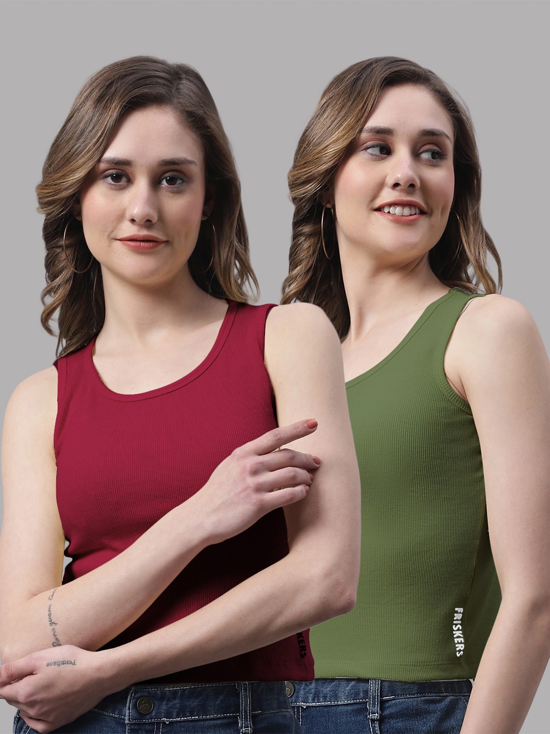 

FBAR Pack Of 2 Cotton Tank Top, Maroon