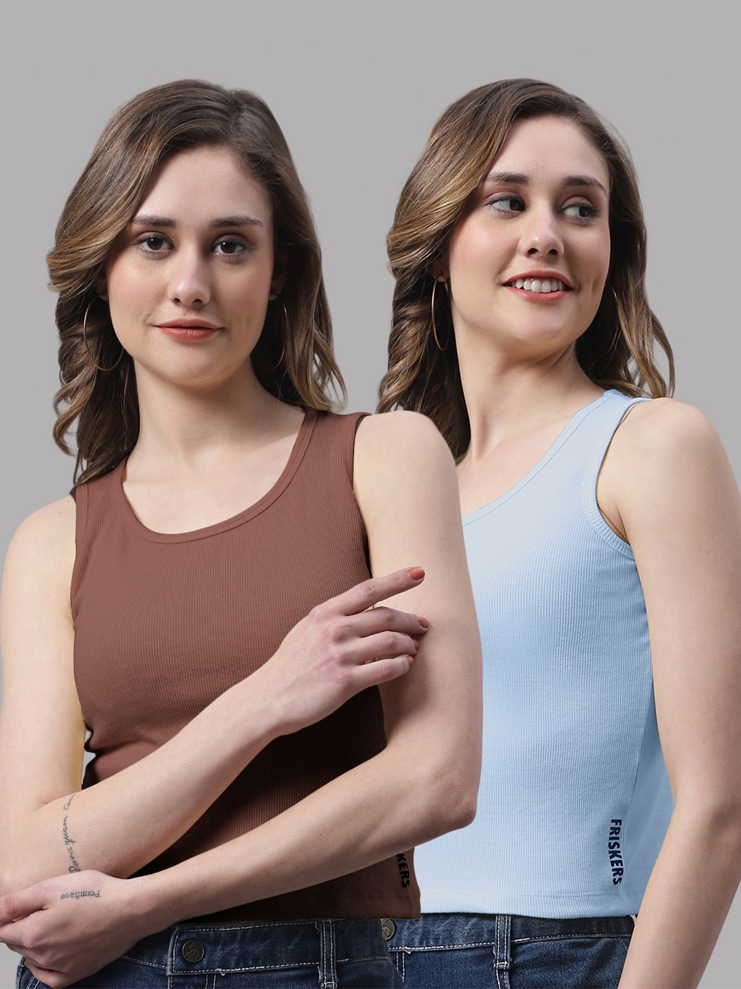 

FBAR Pack Of 2 Cotton Tank Top, Brown