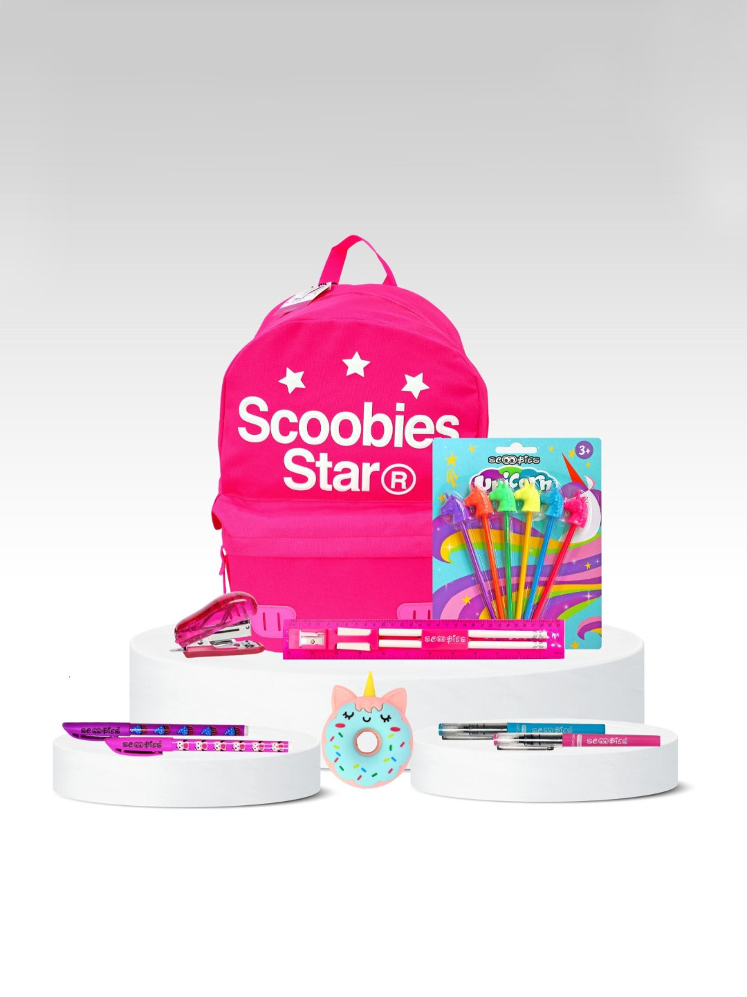 

SCOOBIES Kids Printed Bag With Pencil Case, Pink