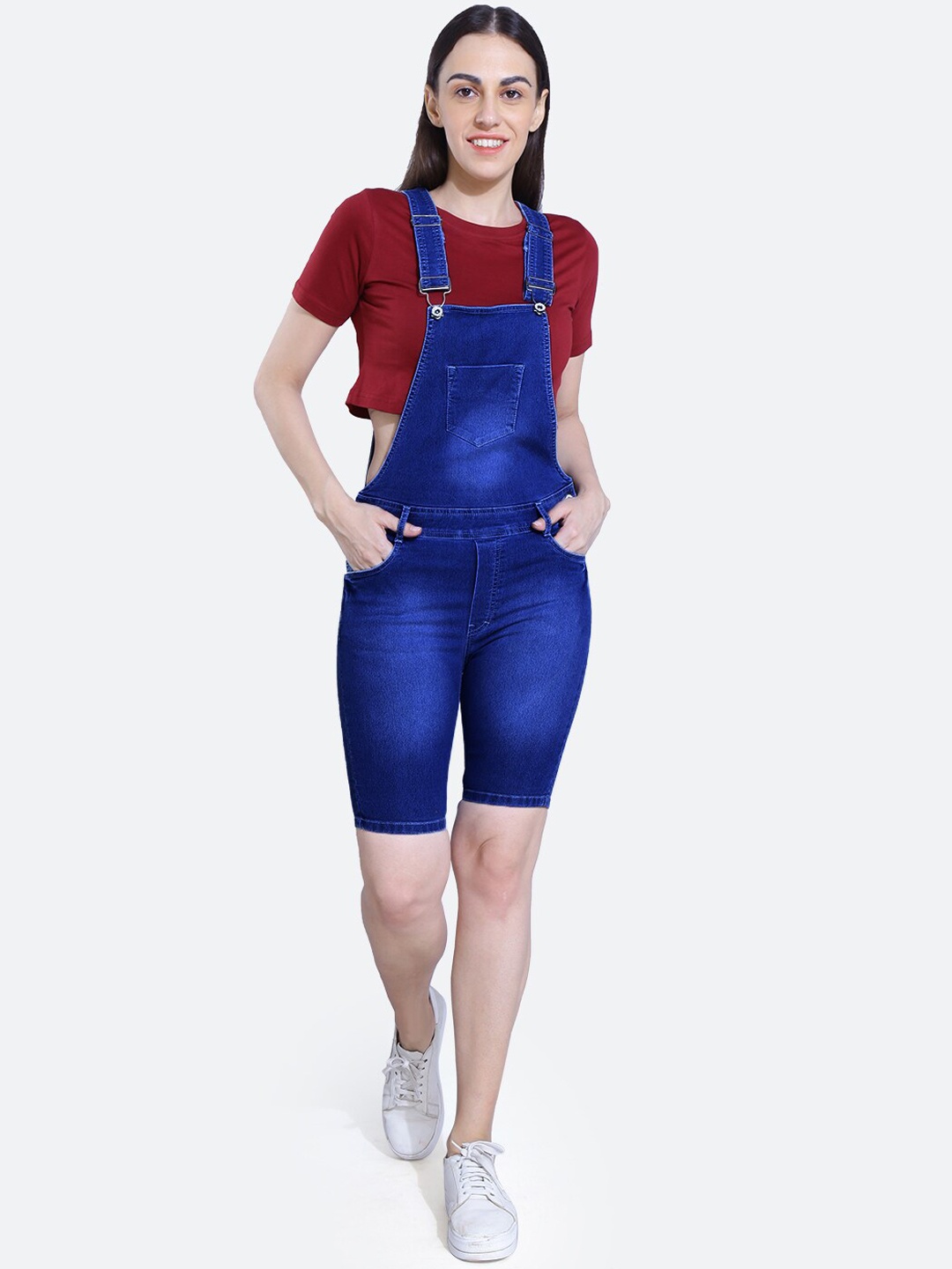 

FCK-3 Stretchable Denim Short Dungaree, Blue