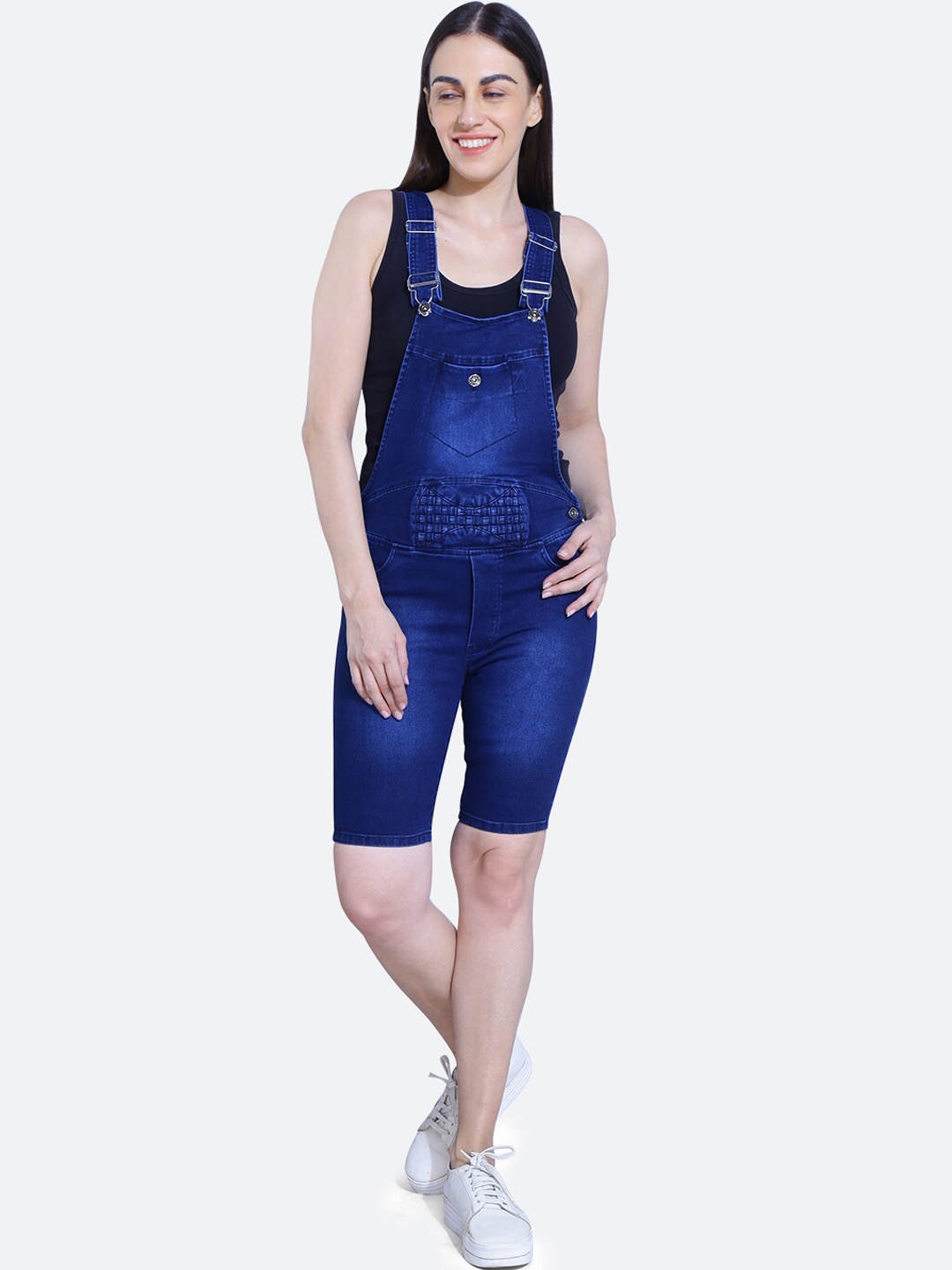 

FCK-3 Stretchable Denim Short Dungarees, Blue