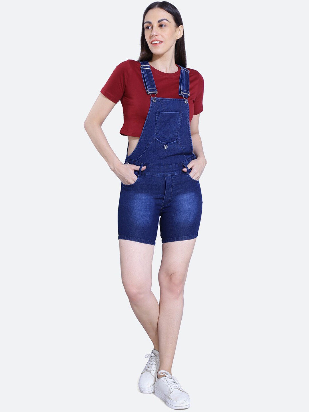 

FCK-3 Stretchable Denim Short Dungaree, Blue